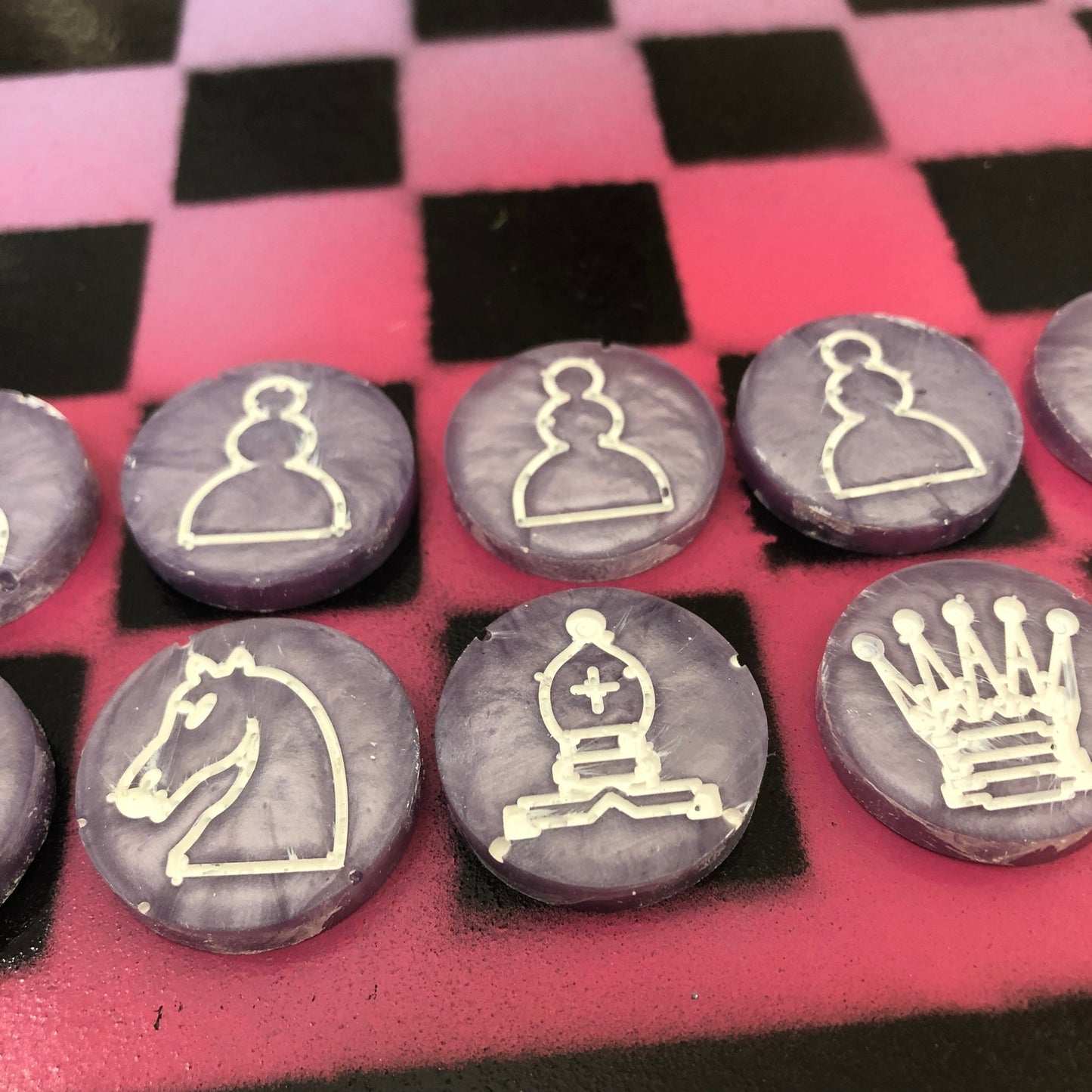 Stealth Purple/Pink - Painted Chess Set