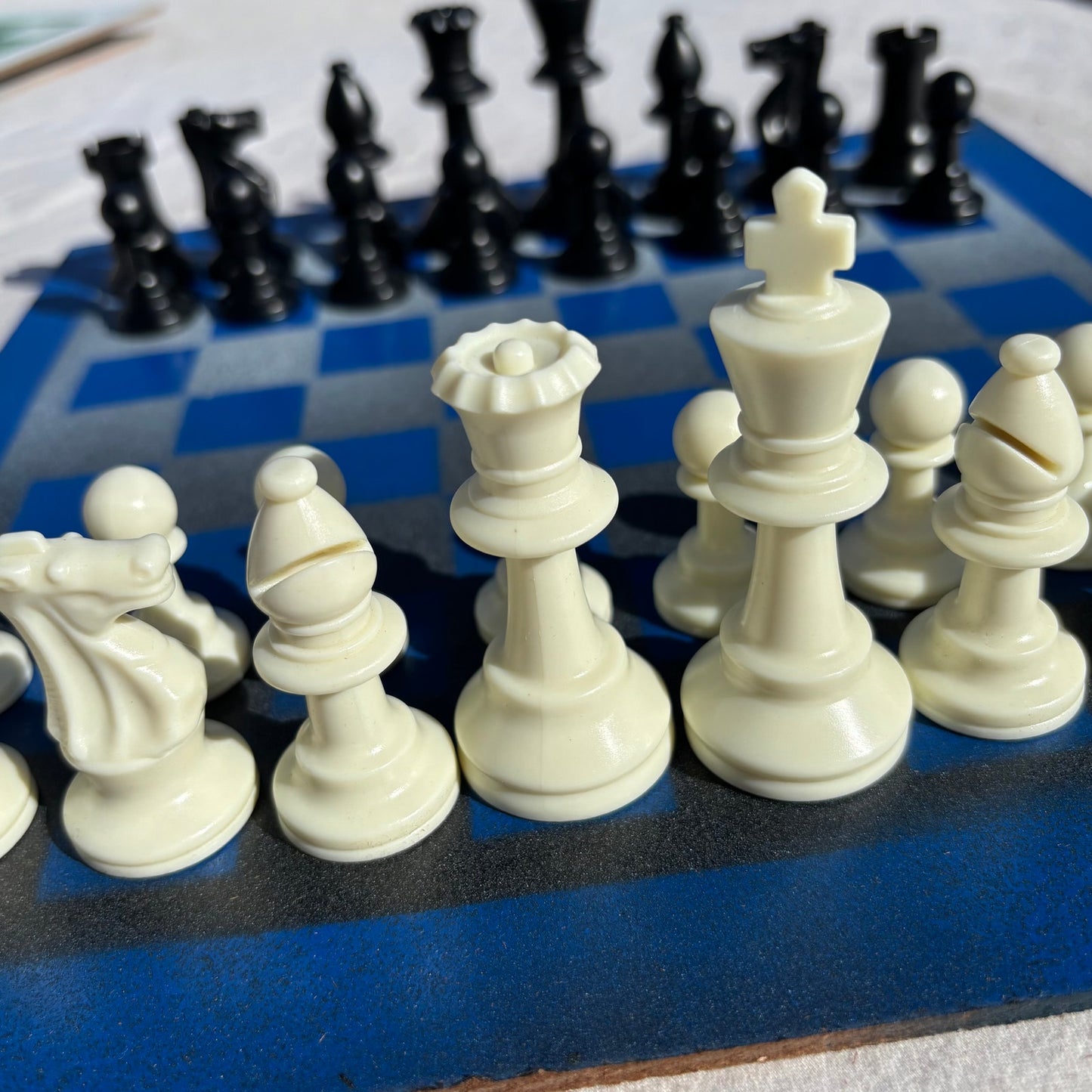 Silver Blue - Painted Chess Set