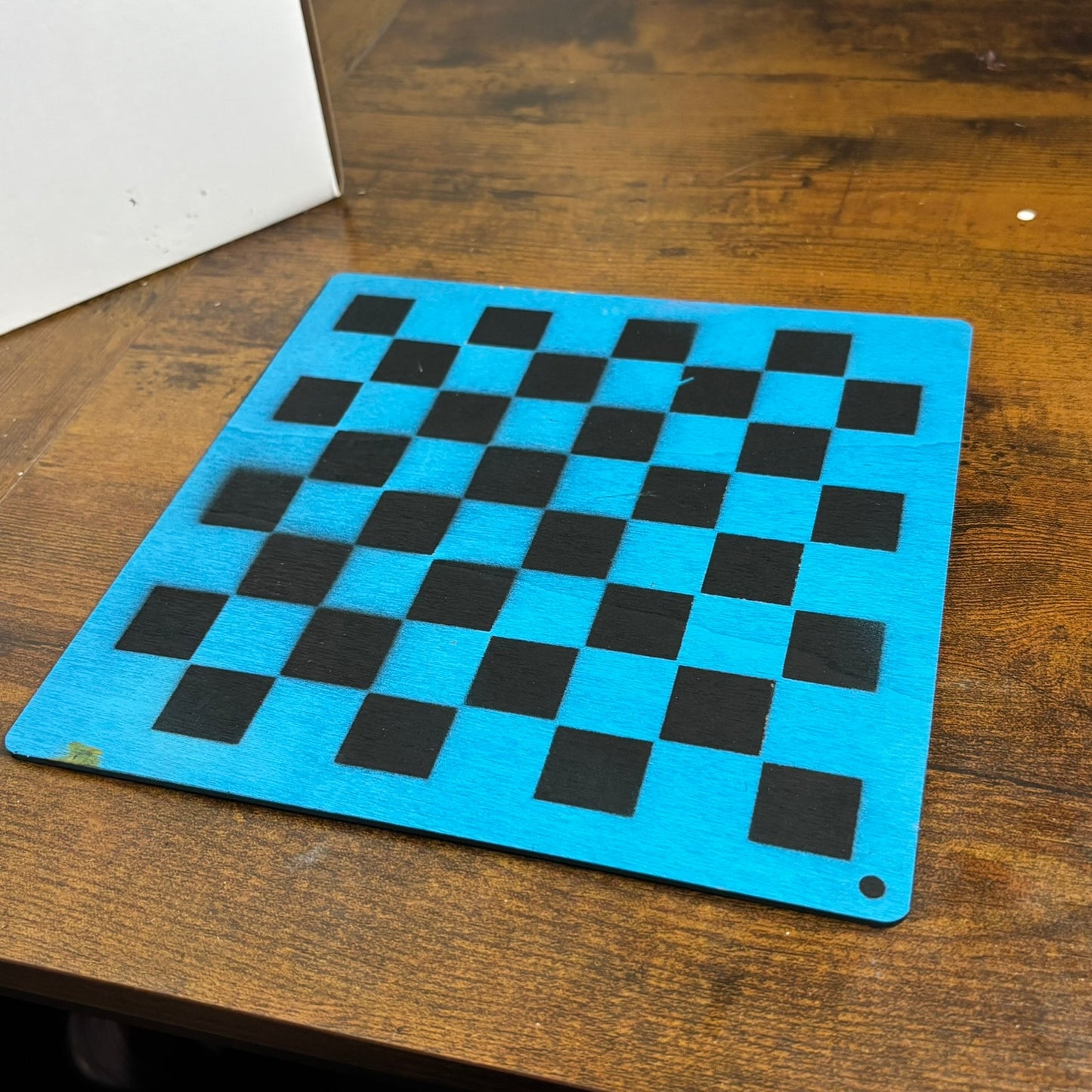 Blue & Black - Painted Thin Wooden Chess Board