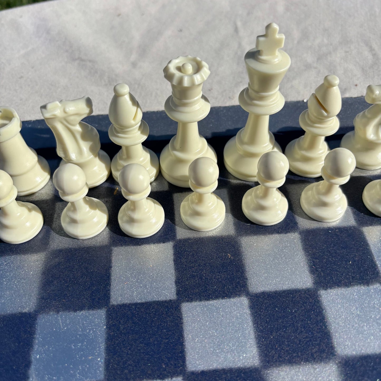 Silver Tin blue - Painted Chess Set
