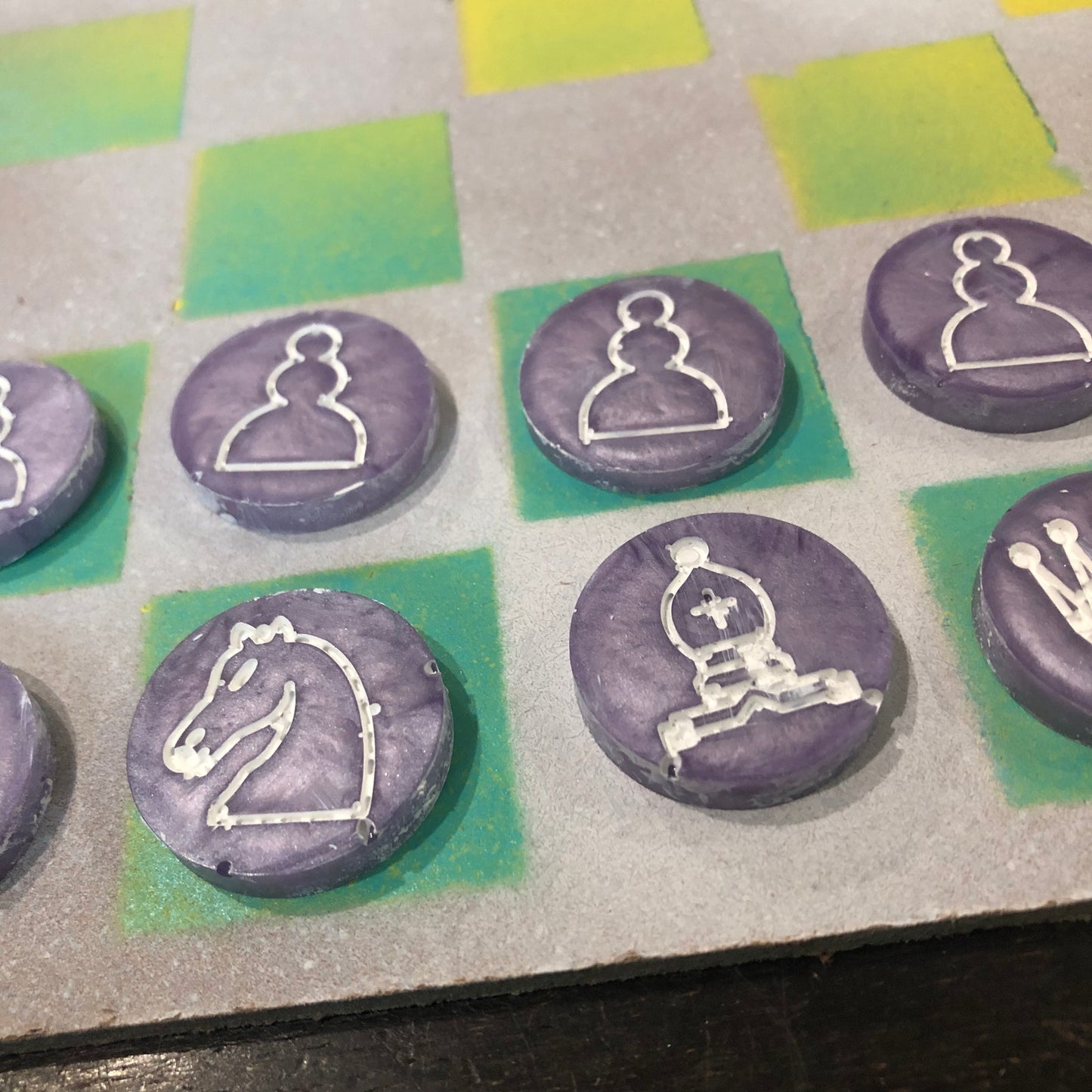 Fading Rainbow - Painted Chess Set