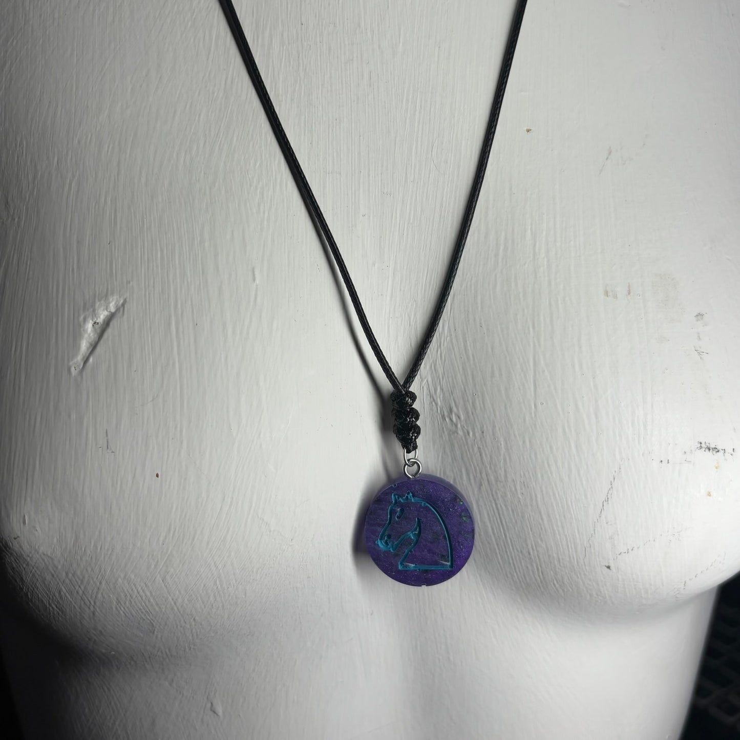 Purple Space Knight - Handmade Resin Chess Necklace