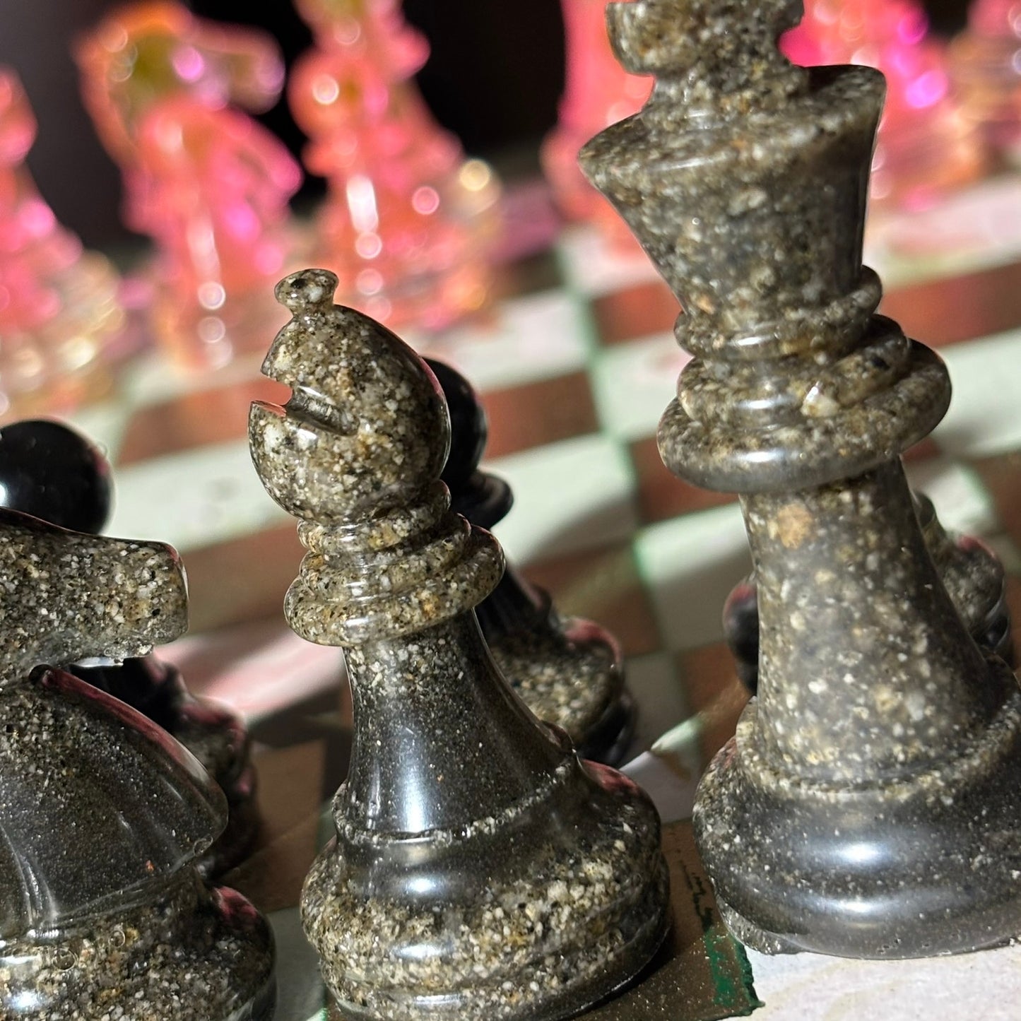 Luxury Pink Green - Scrapbook Chess Set