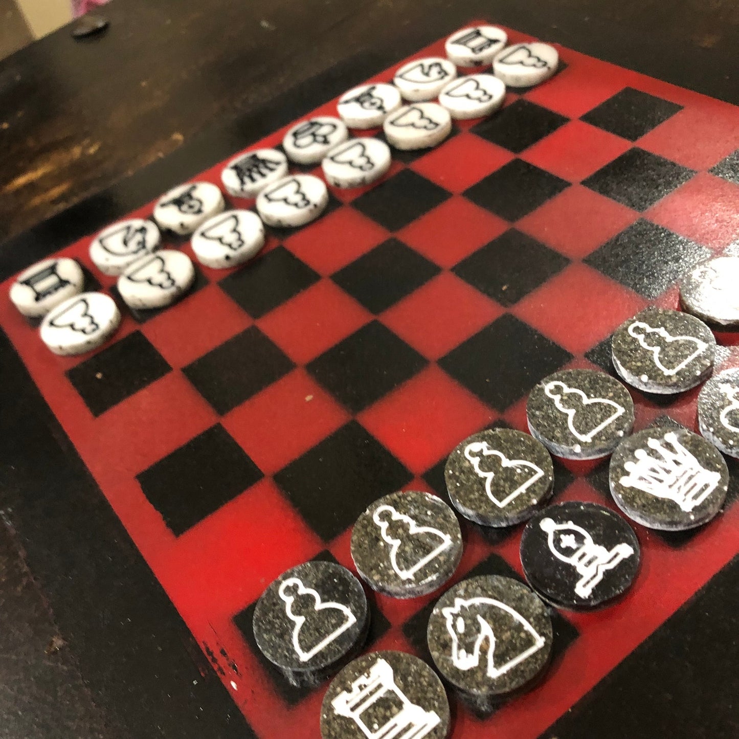 Black & Red - Painted Chess Set