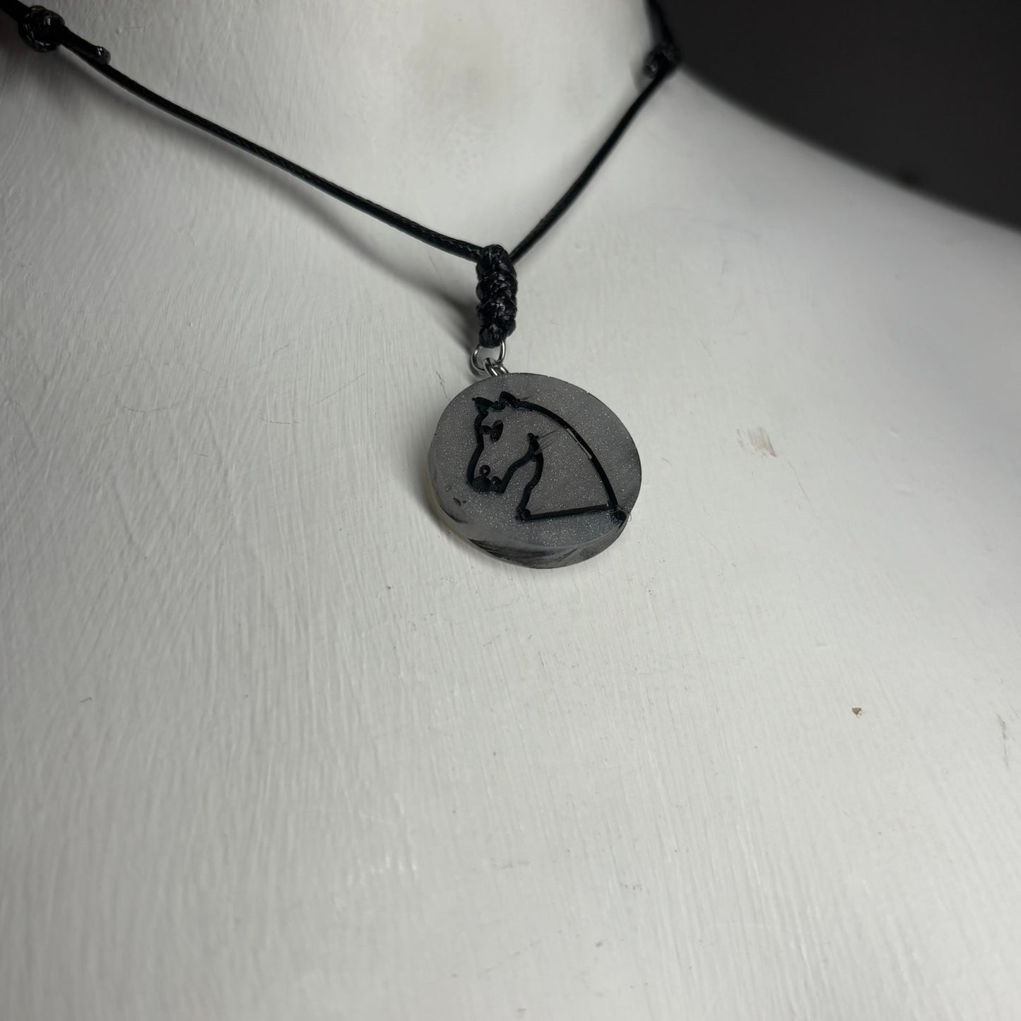 Silver Knight - Handmade Resin Chess Necklace
