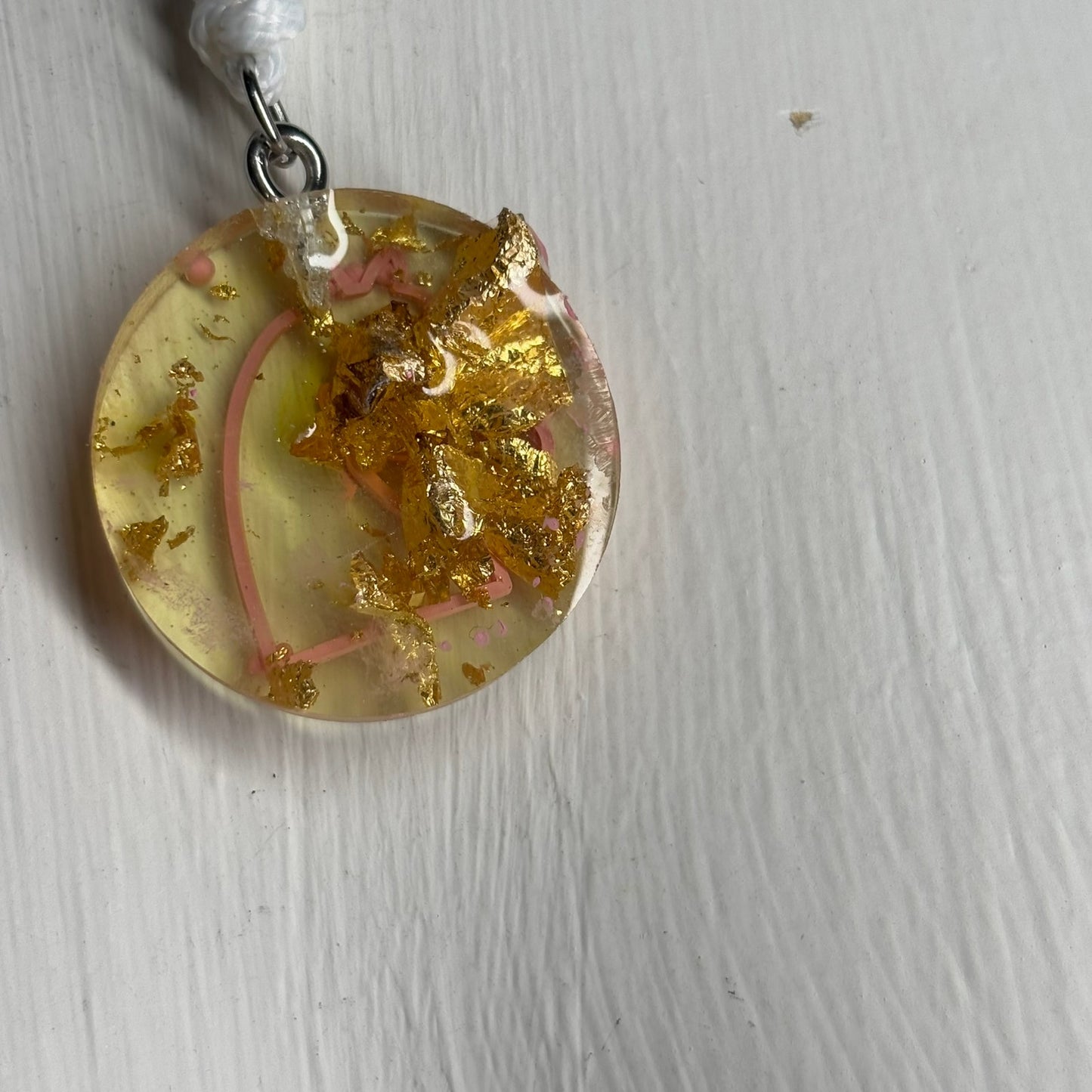 Yellow Crystal Pink Knight - Handmade Resin Chess Necklace
