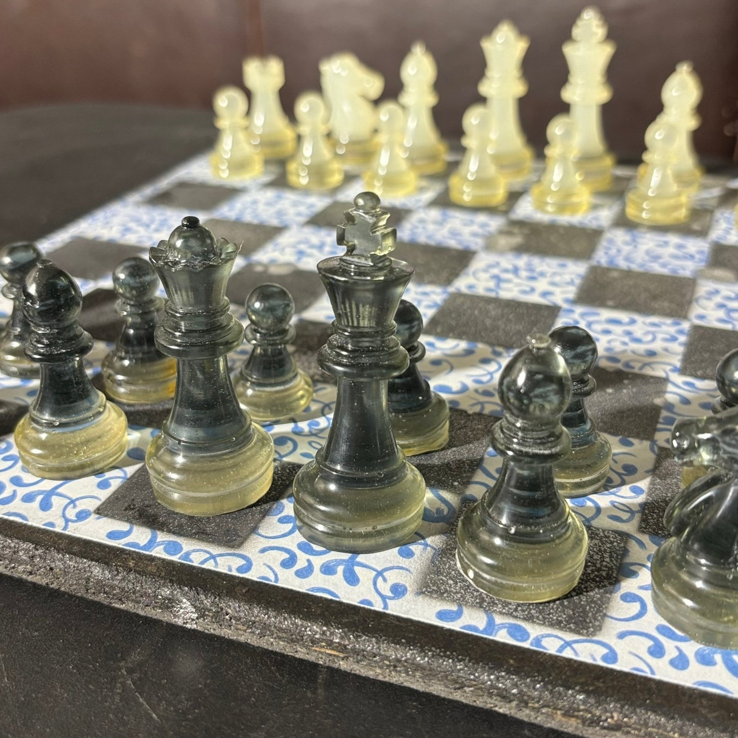 Blue Vintage Pattern - Scrapbook Chess Set