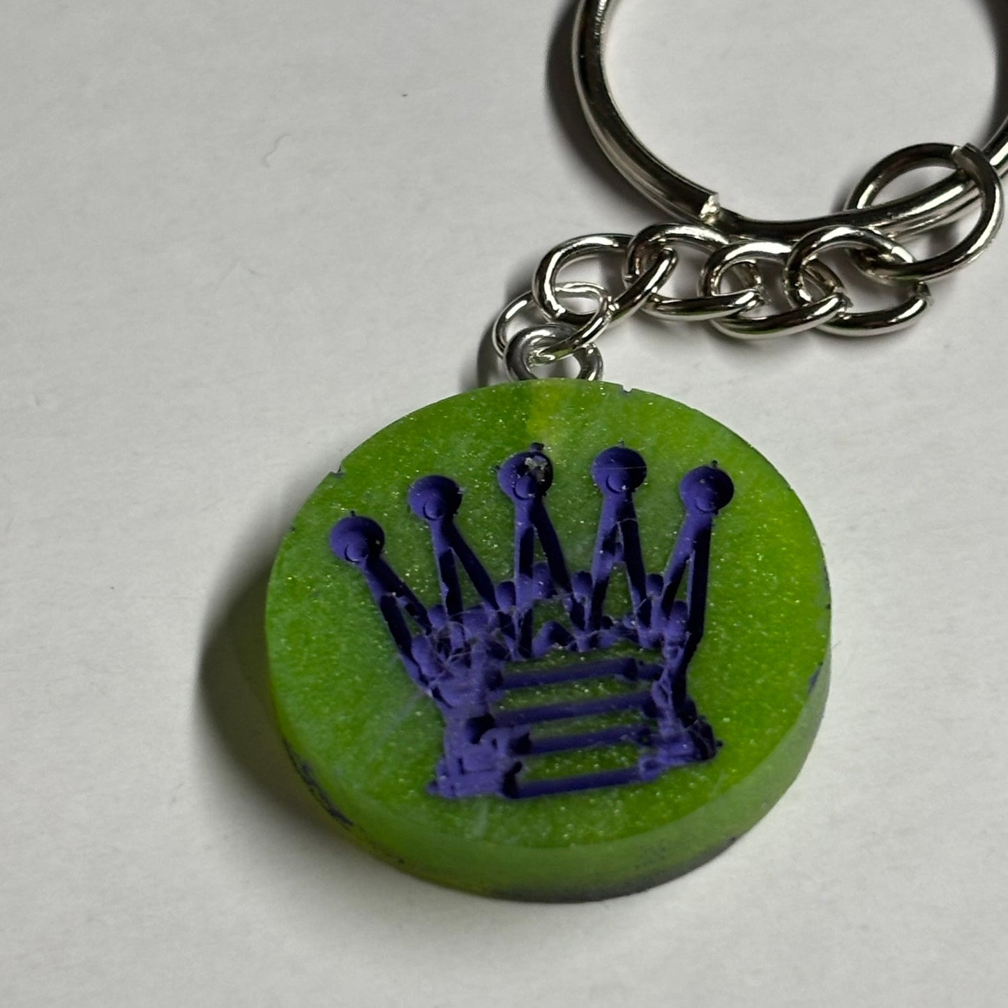 Lime Green Purple Queen - Handmade Resin Keychain