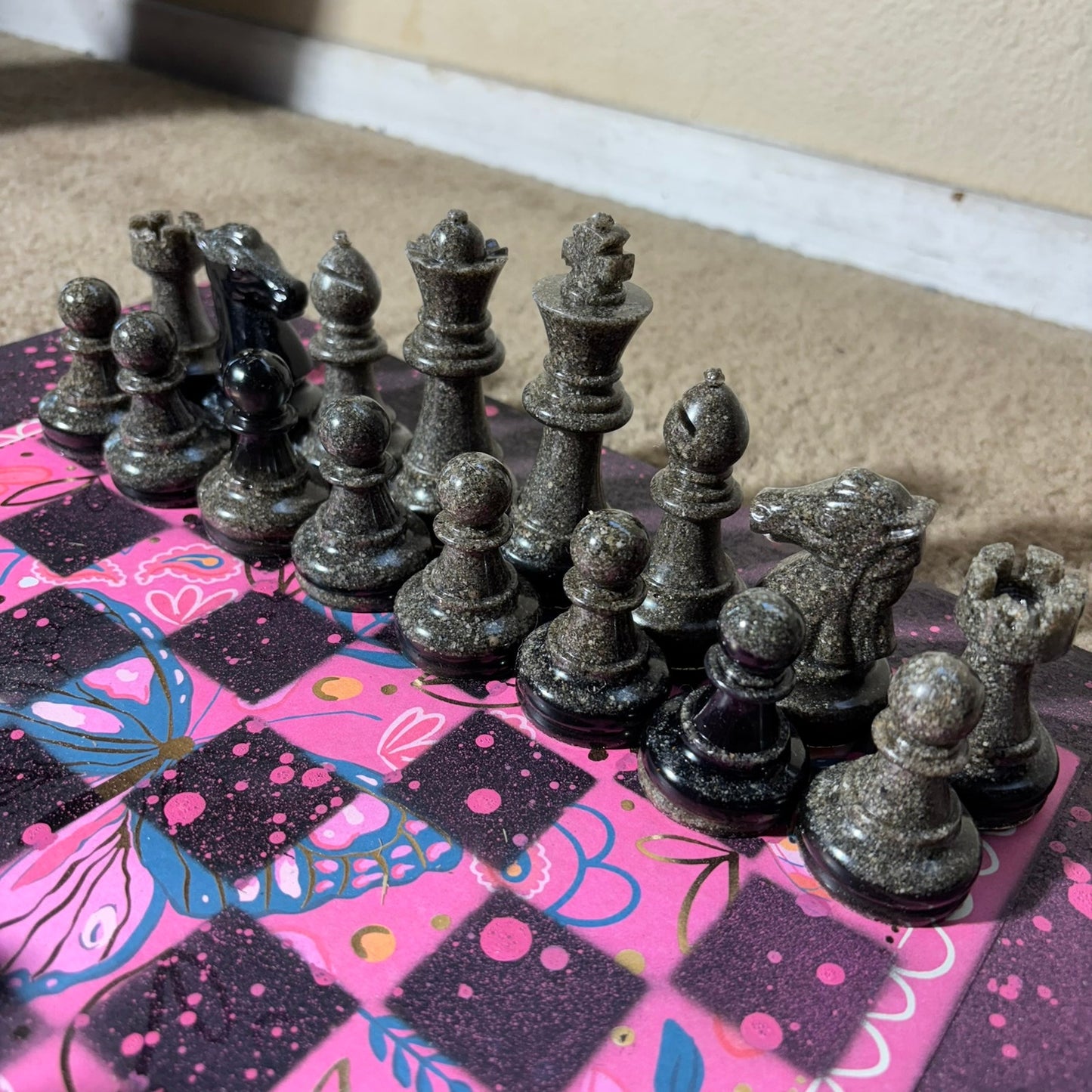 Butterfly Pink - Large Deluxe Chess Set