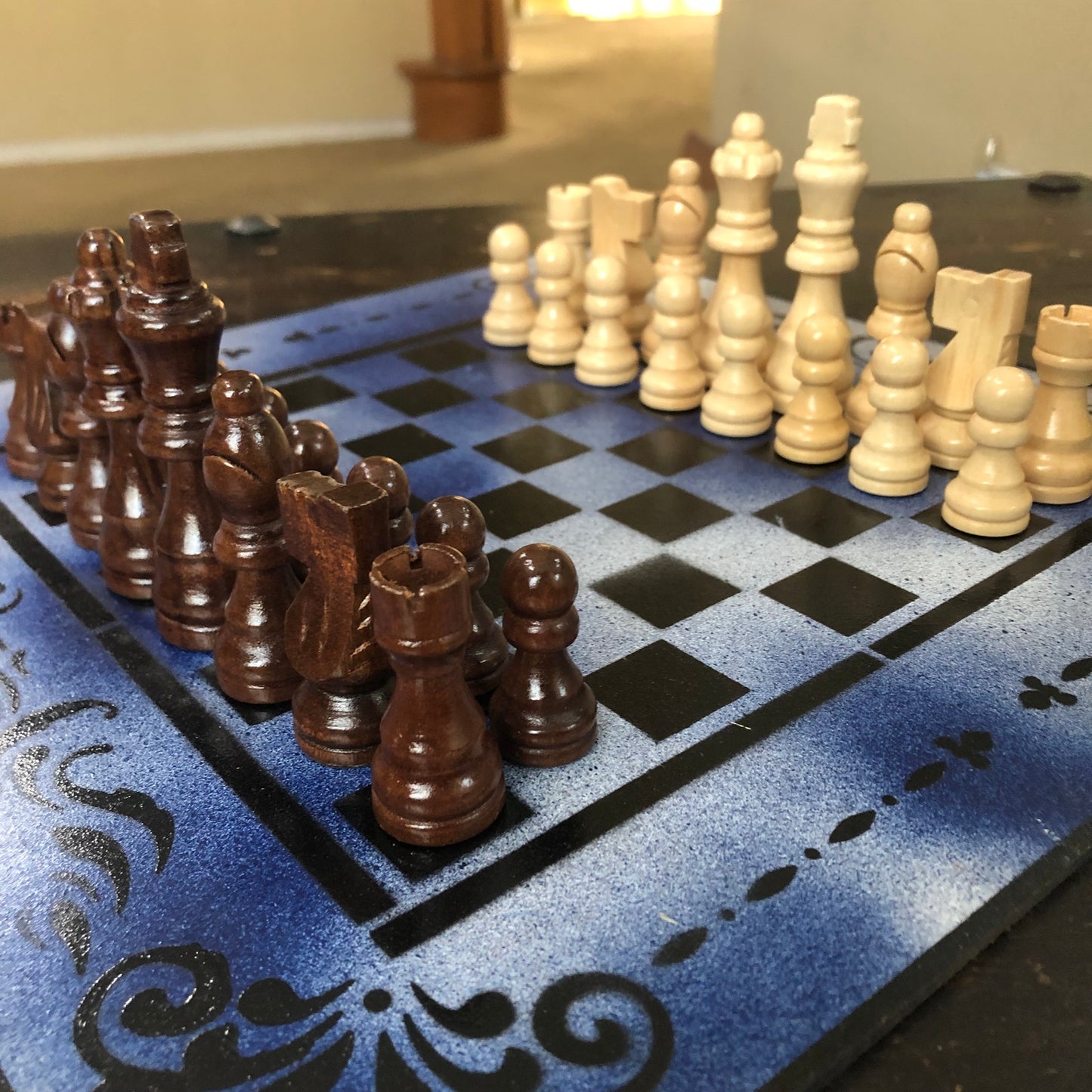 Snow Blue - Painted Chess Set