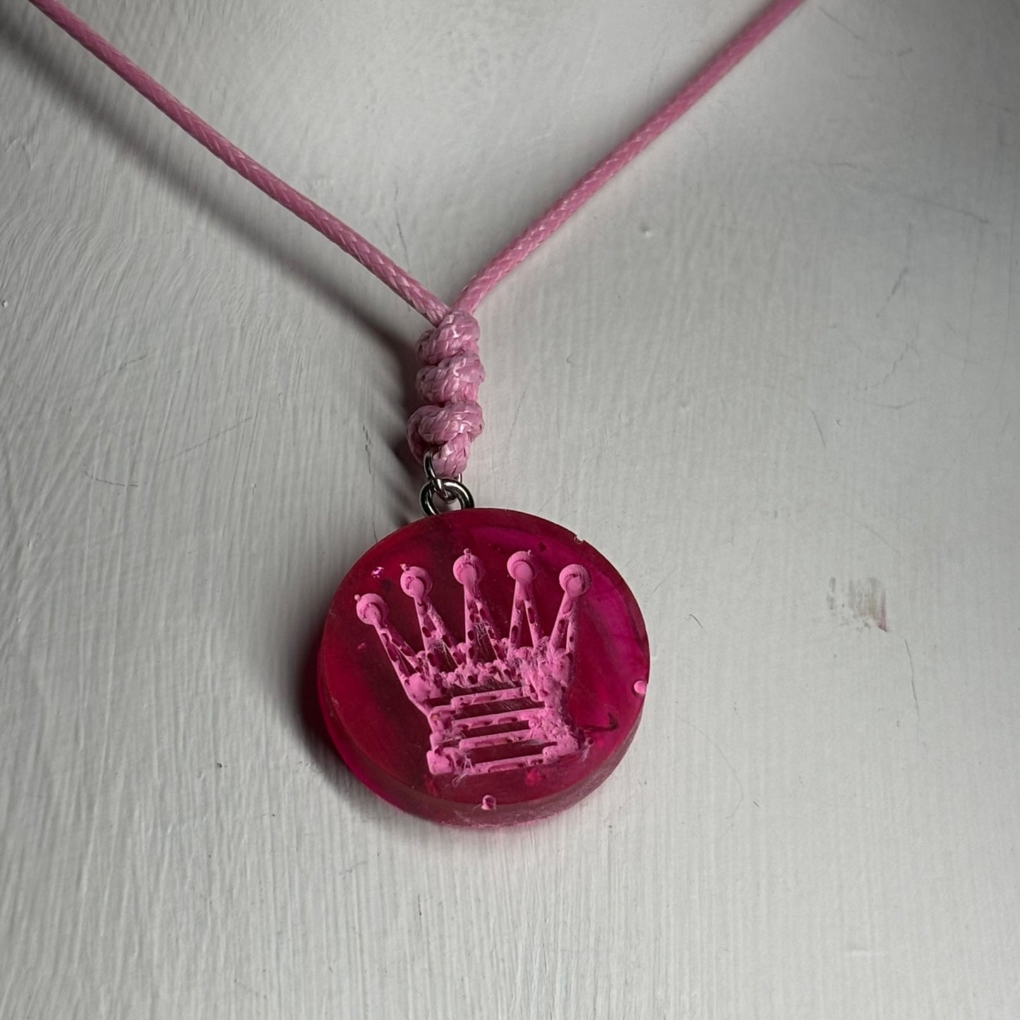 Silky Pink Queen - Handmade Resin Chess Necklace