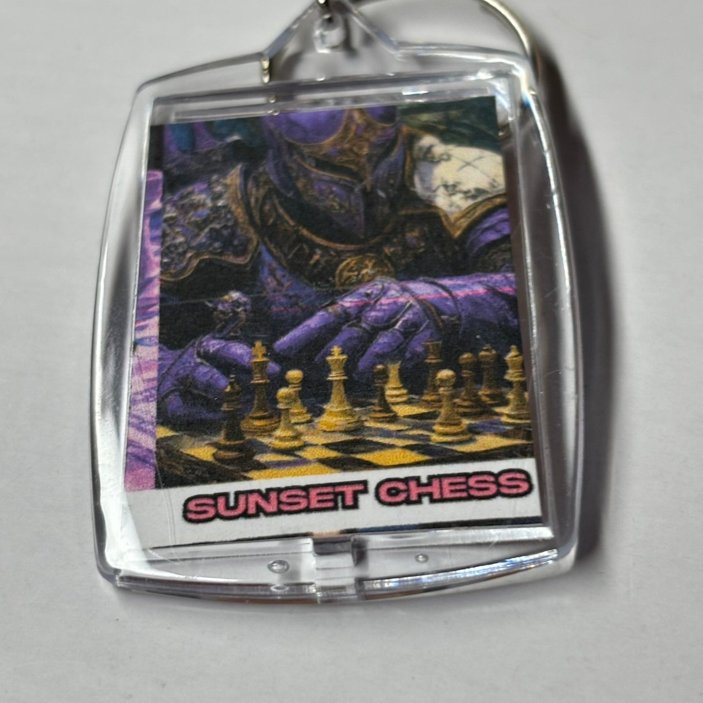 Purple Knight - Sunset Chess Photo Keychain