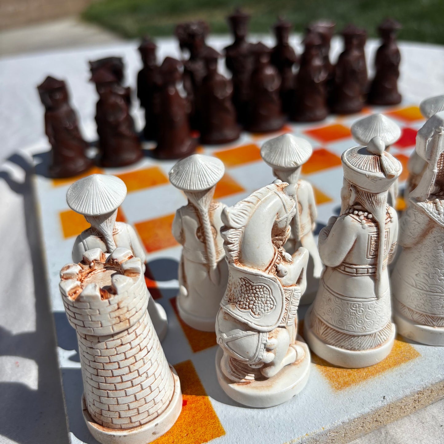 Fire Orange & White - Chinese Edition Chess Set