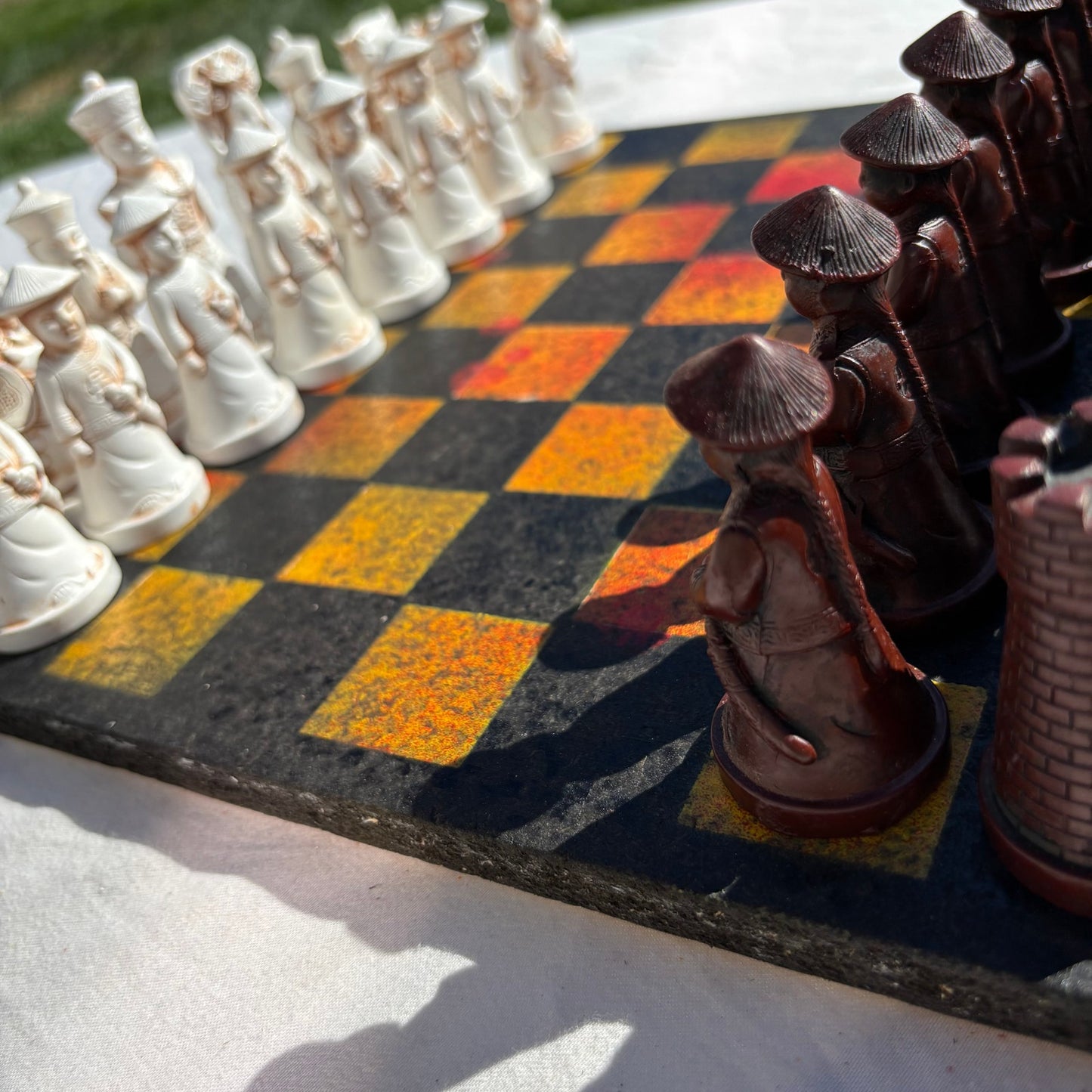 Fire Orange & Black - Chinese Edition Chess Set