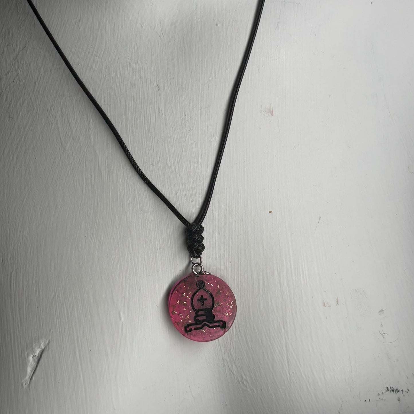 Sparkle Red Pawn - Handmade Resin Chess Necklace