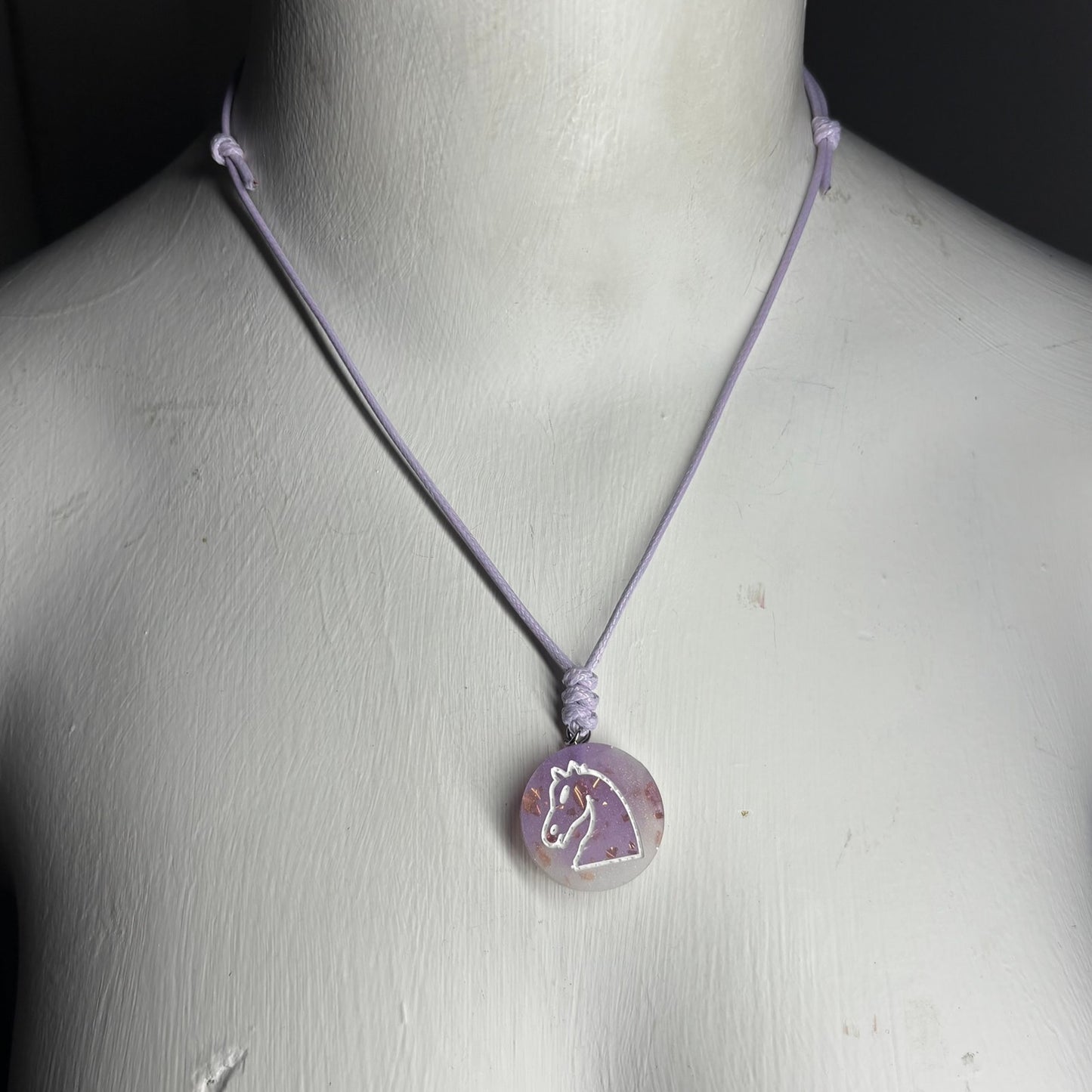 Starlight Purple Knight - Handmade Resin Chess Necklace