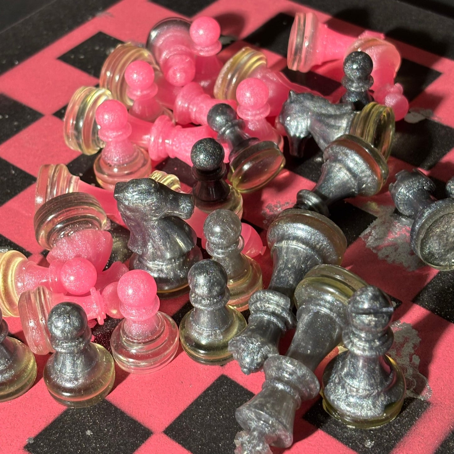 Pink & Black - Painted Chess Set