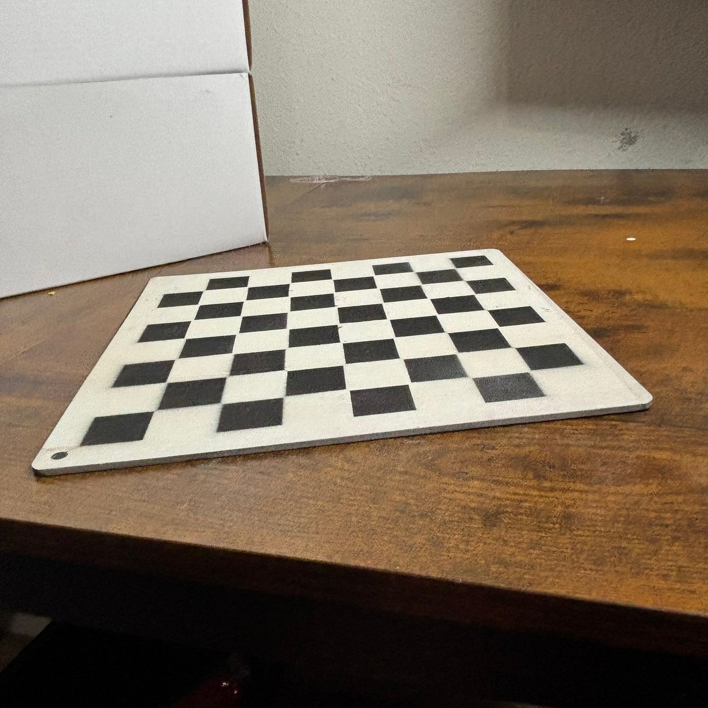 Cream White & Black - Painted Thin Wooden Chess Board