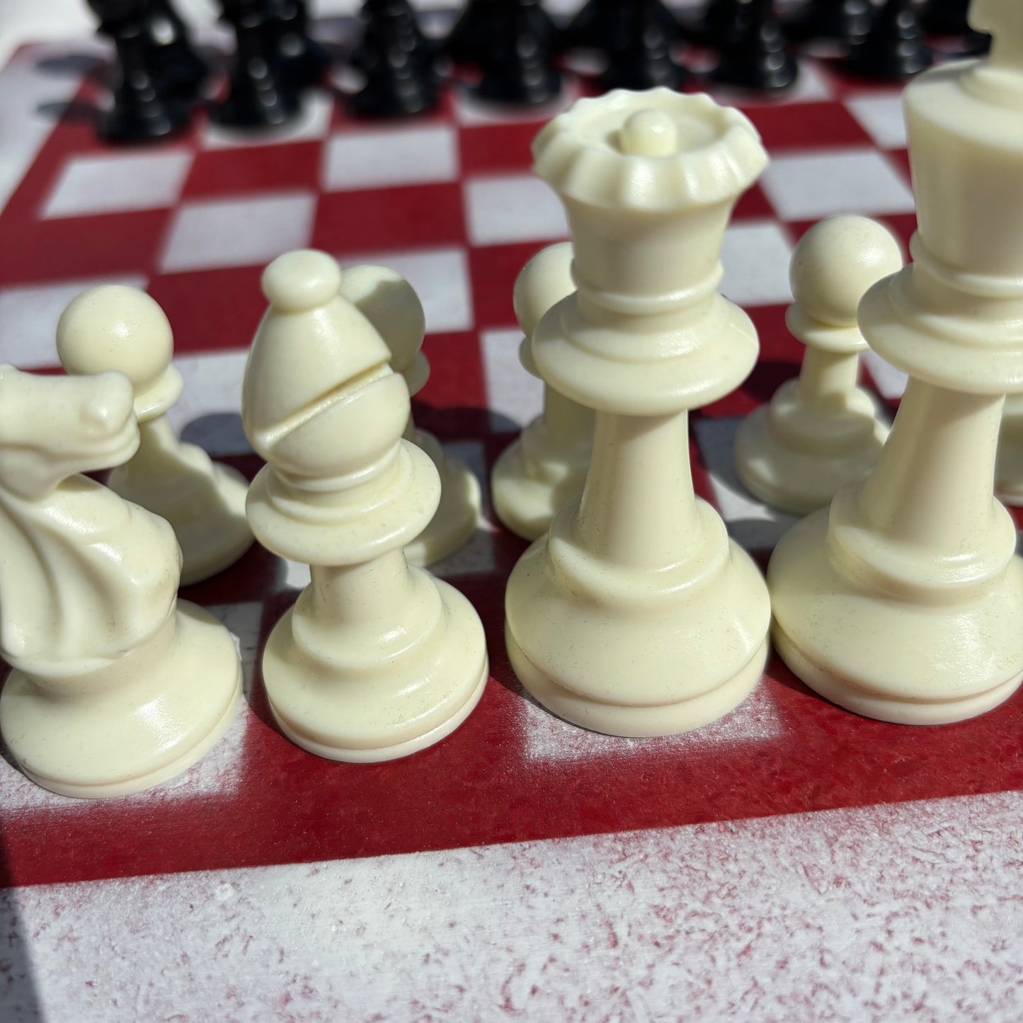 Red & White - Painted Chess Set
