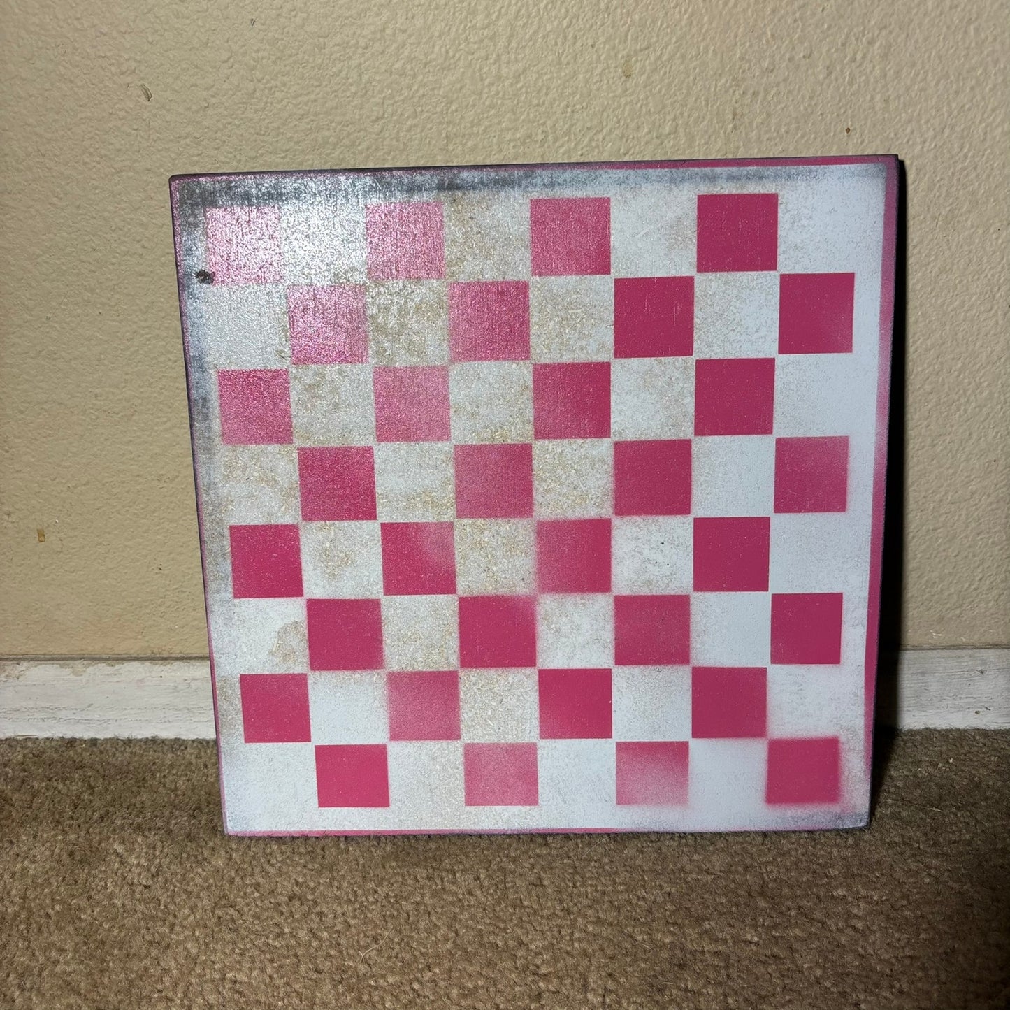 Pink & White - Painted Chess Board