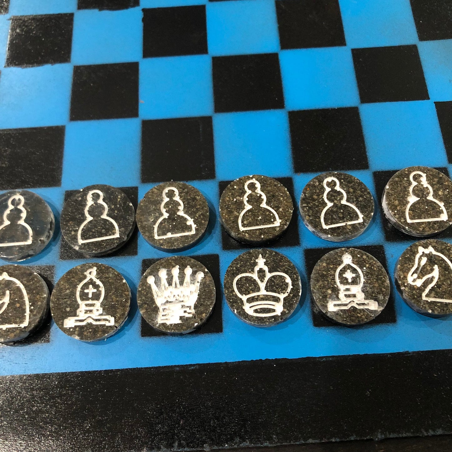 Blue & Black - Painted Chess Set