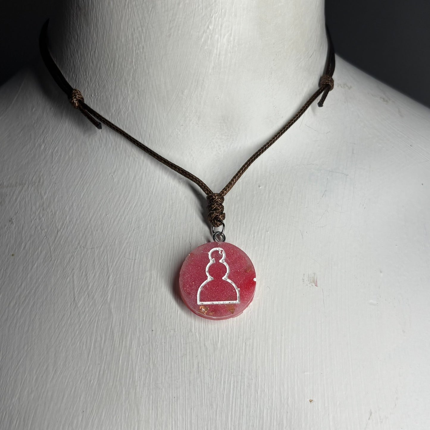 Vintage Red Pawn - Handmade Resin Chess Necklace