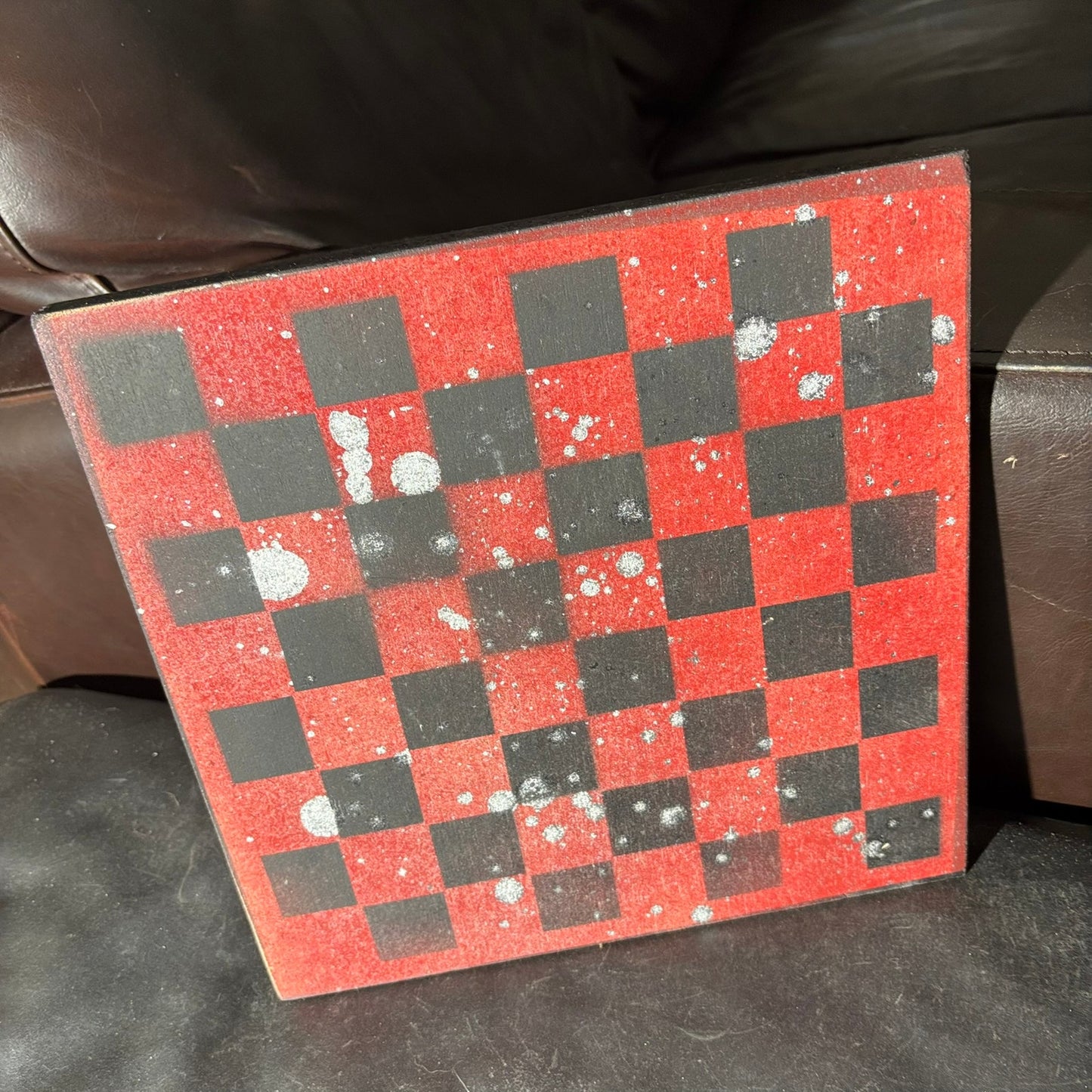 Red Splash - Painted Chess Board