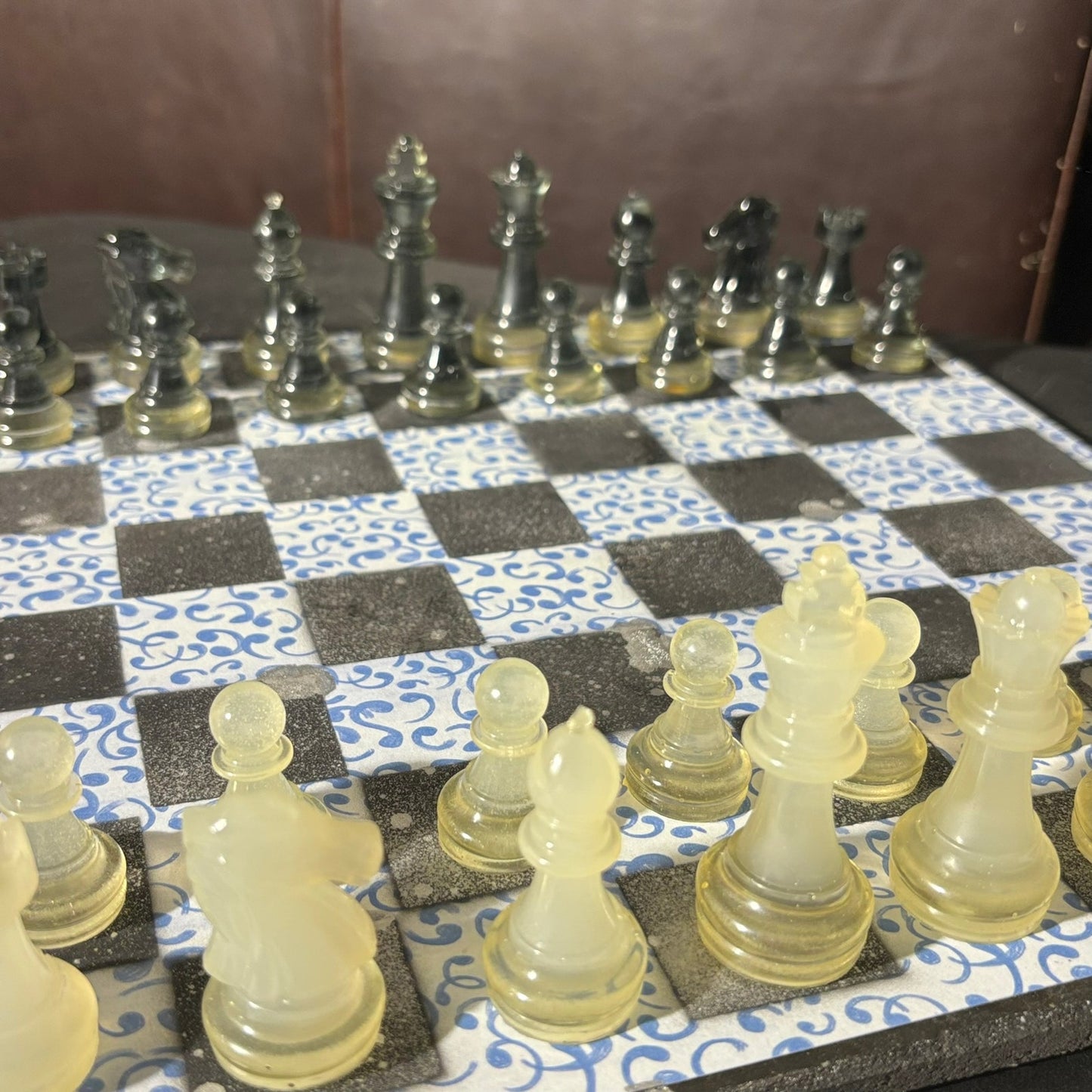 Blue Vintage Pattern - Scrapbook Chess Set