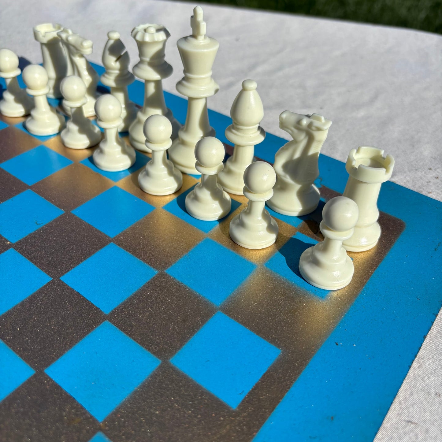 Golden Blue - Painted Chess Set
