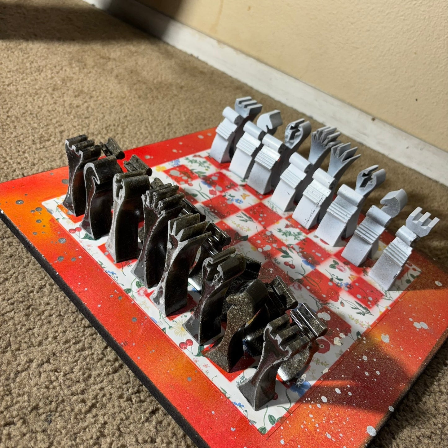 Red Orangish Fire - Large Deluxe Chess Set
