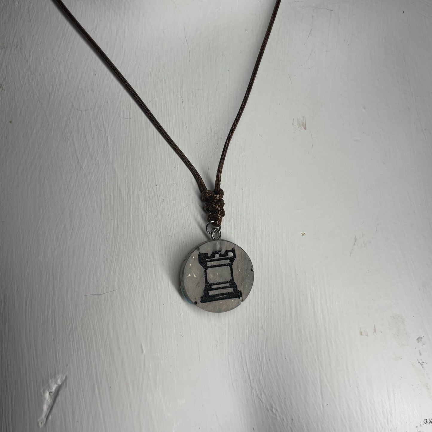 Silver Rook - Handmade Resin Chess Necklace