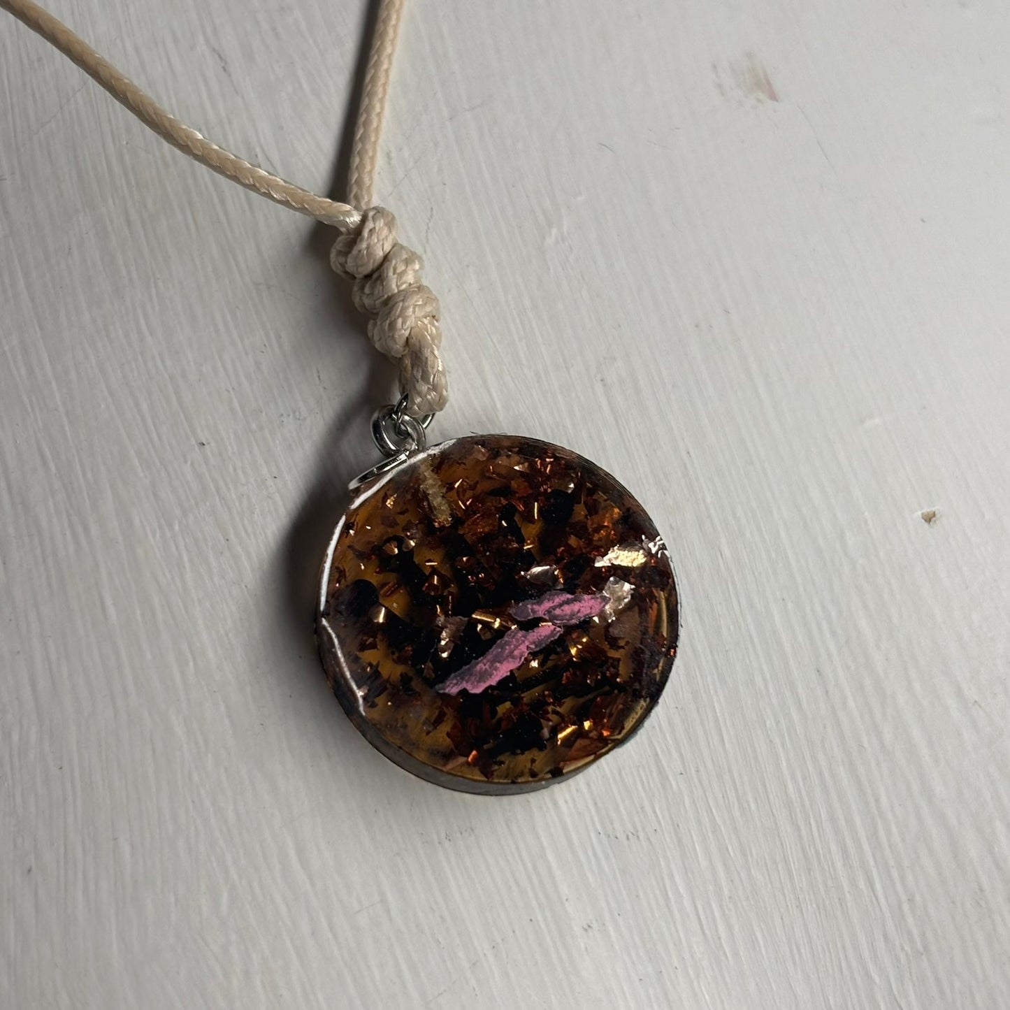 Dark Amber Vintage Queen - Handmade Resin Chess Necklace