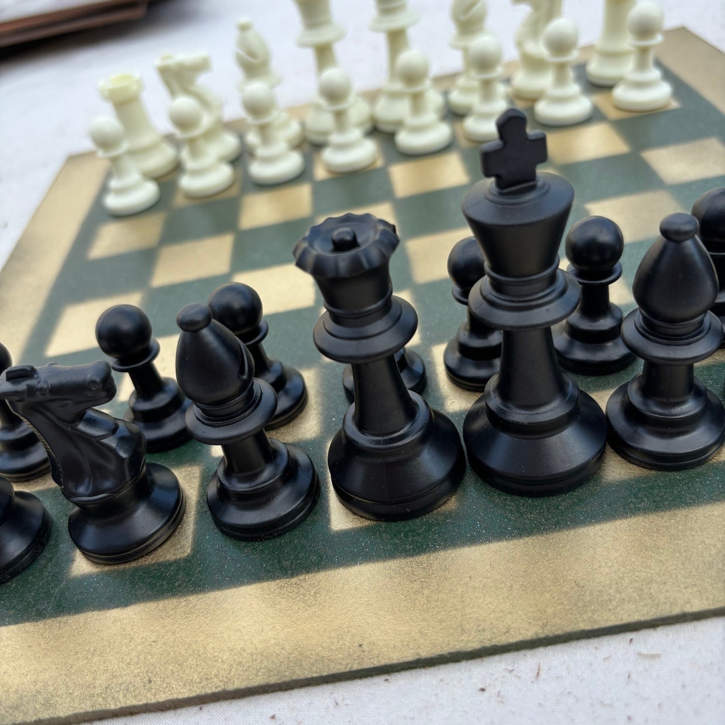 Vintage Golden Green - Painted Chess Set