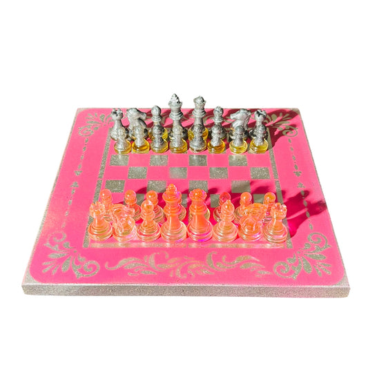 Chrome Pink - Painted Chess Set