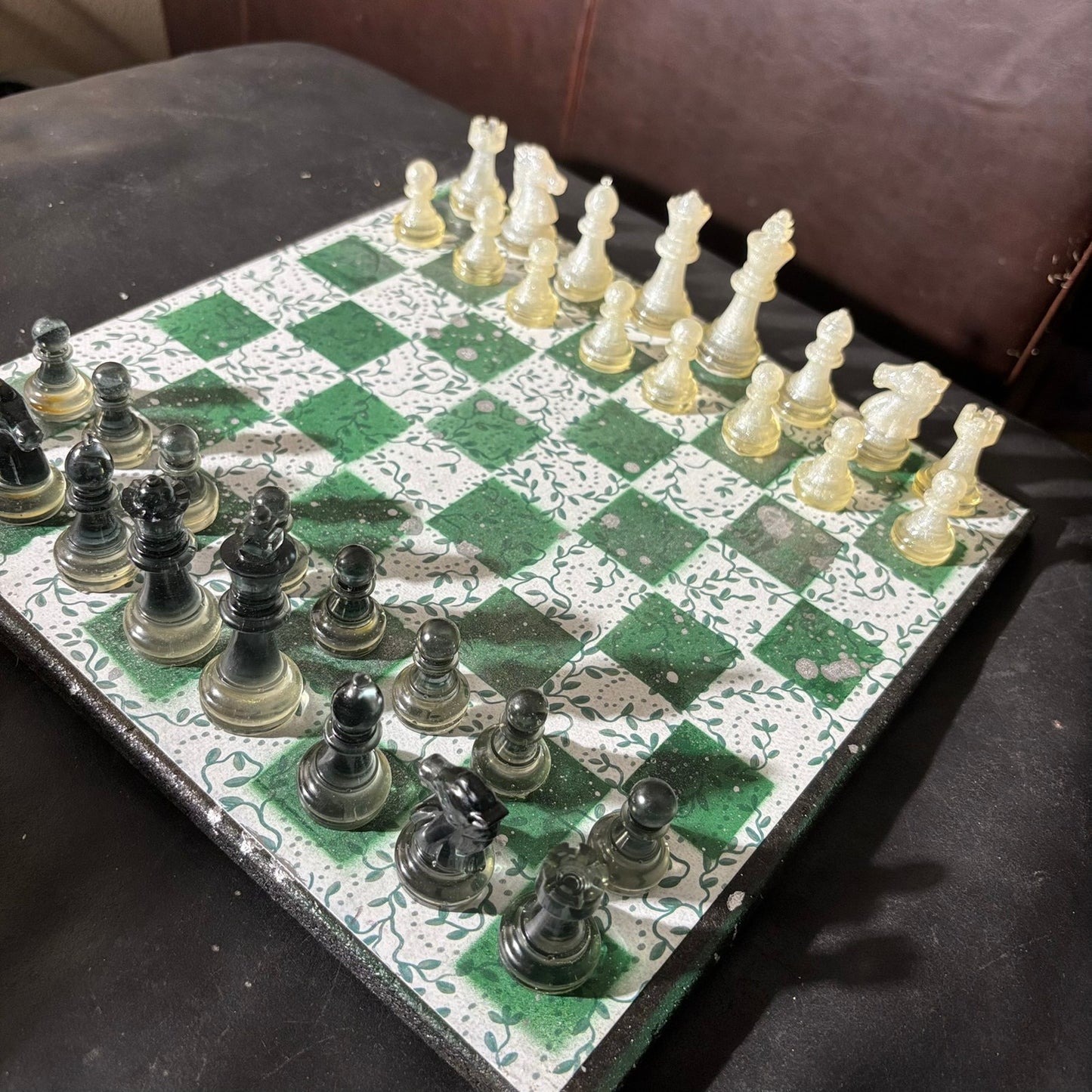 Royal Green Pattern - Scrapbook Chess Set