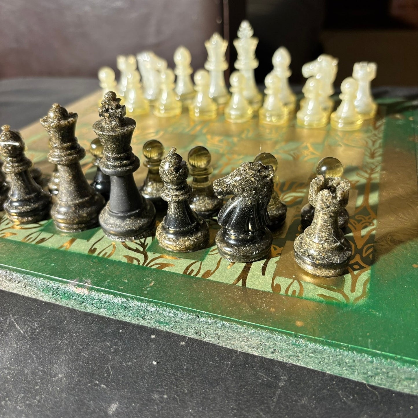 Golden Green Vintage - Scrapbook Chess Set