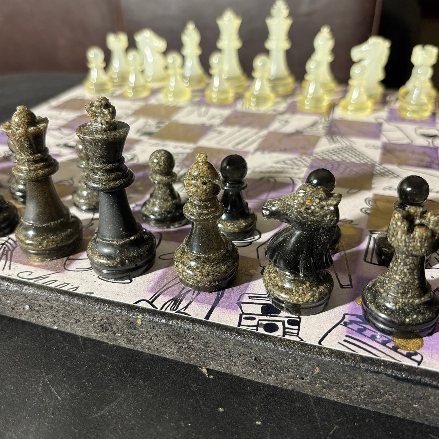 Fashionable Purple - Scrapbook Chess Set