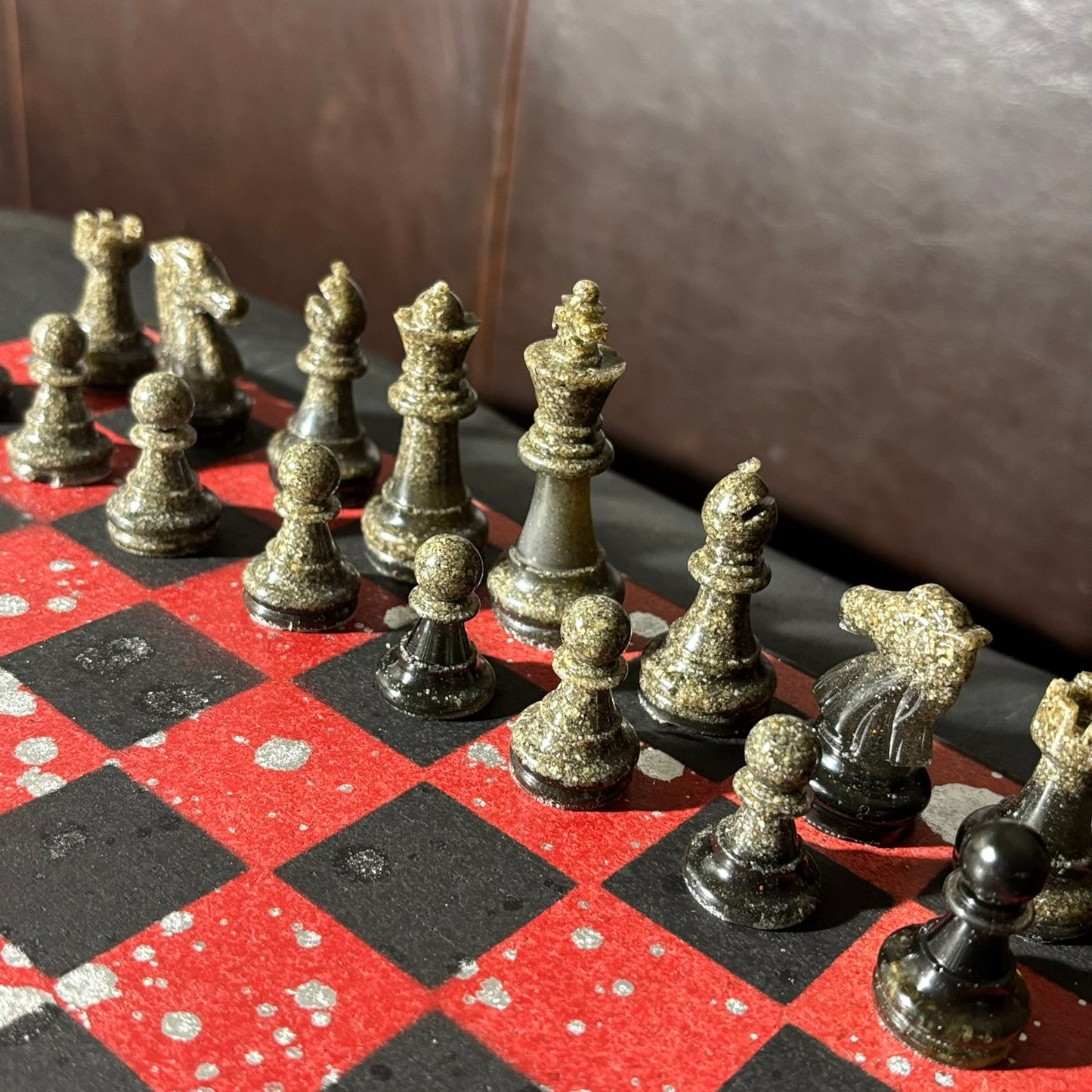 Red Chrome Black - Painted Chess Set