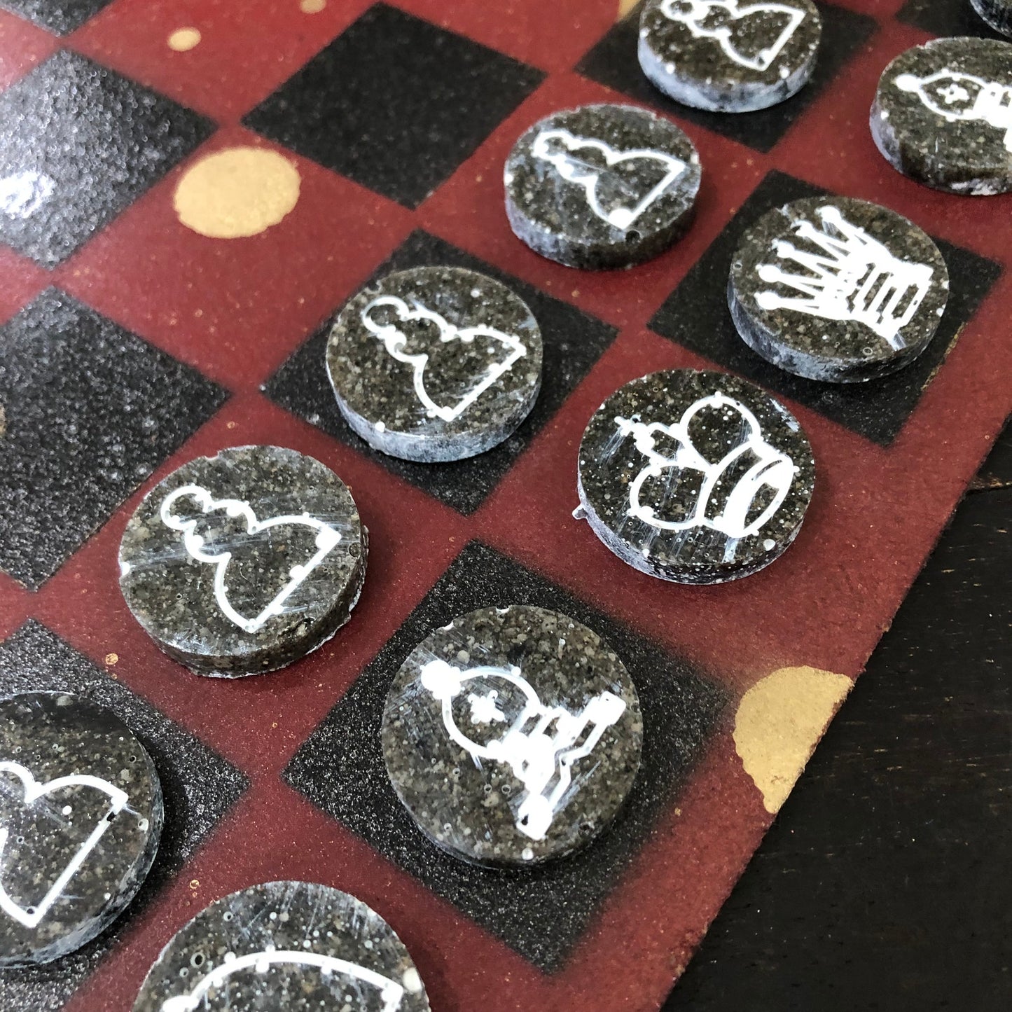 Chinese Golden Red - Painted Chess Set