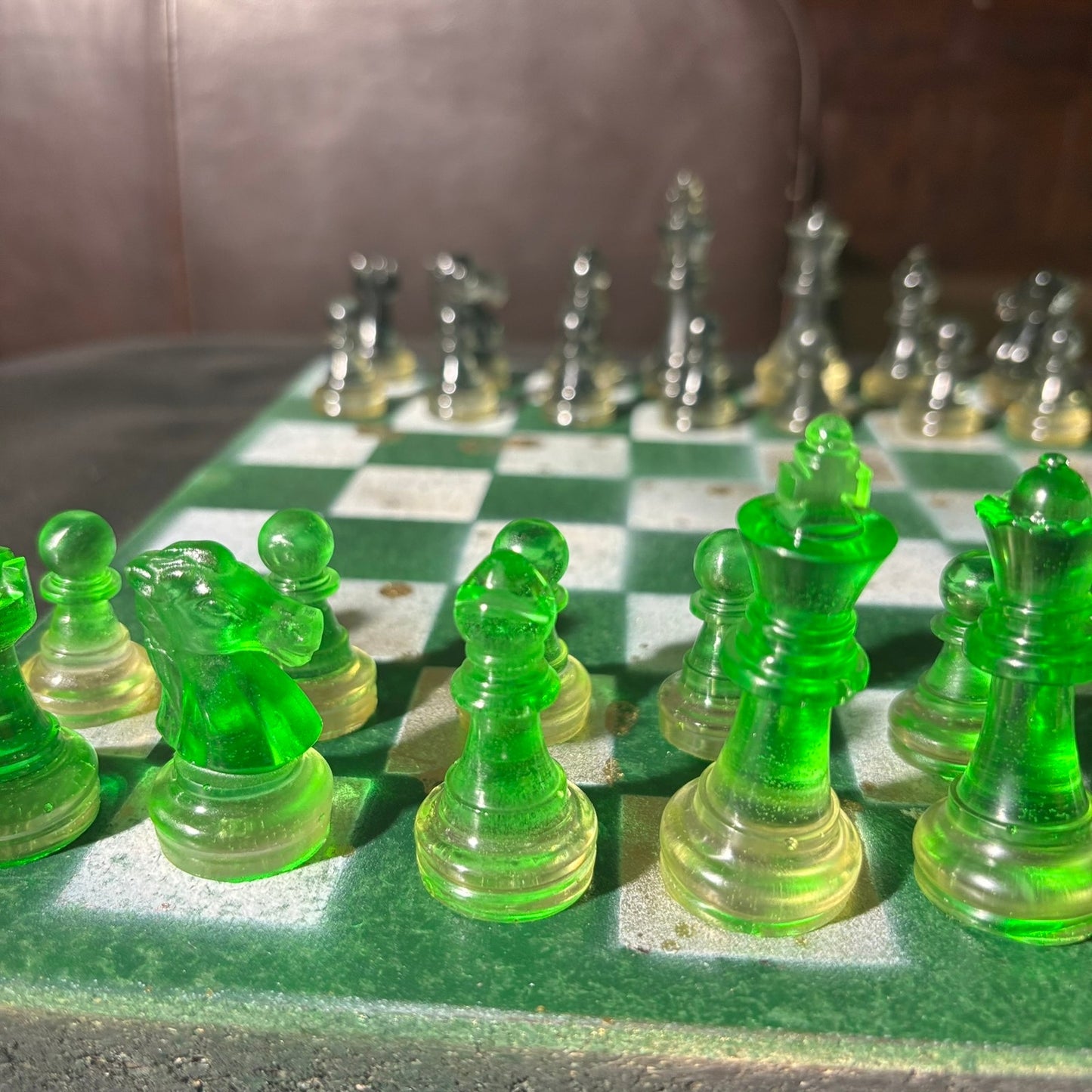 Goldish Green - Painted Chess Set