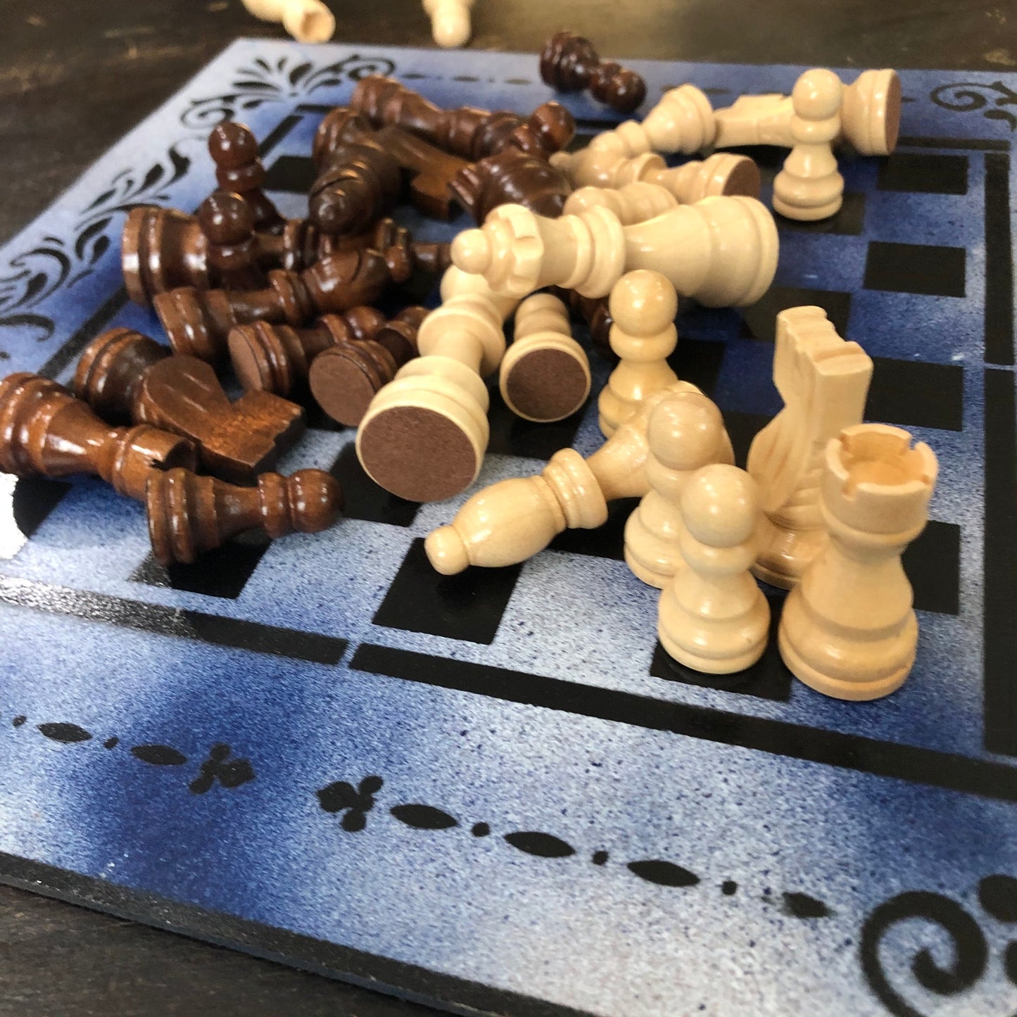 Snow Blue - Painted Chess Set