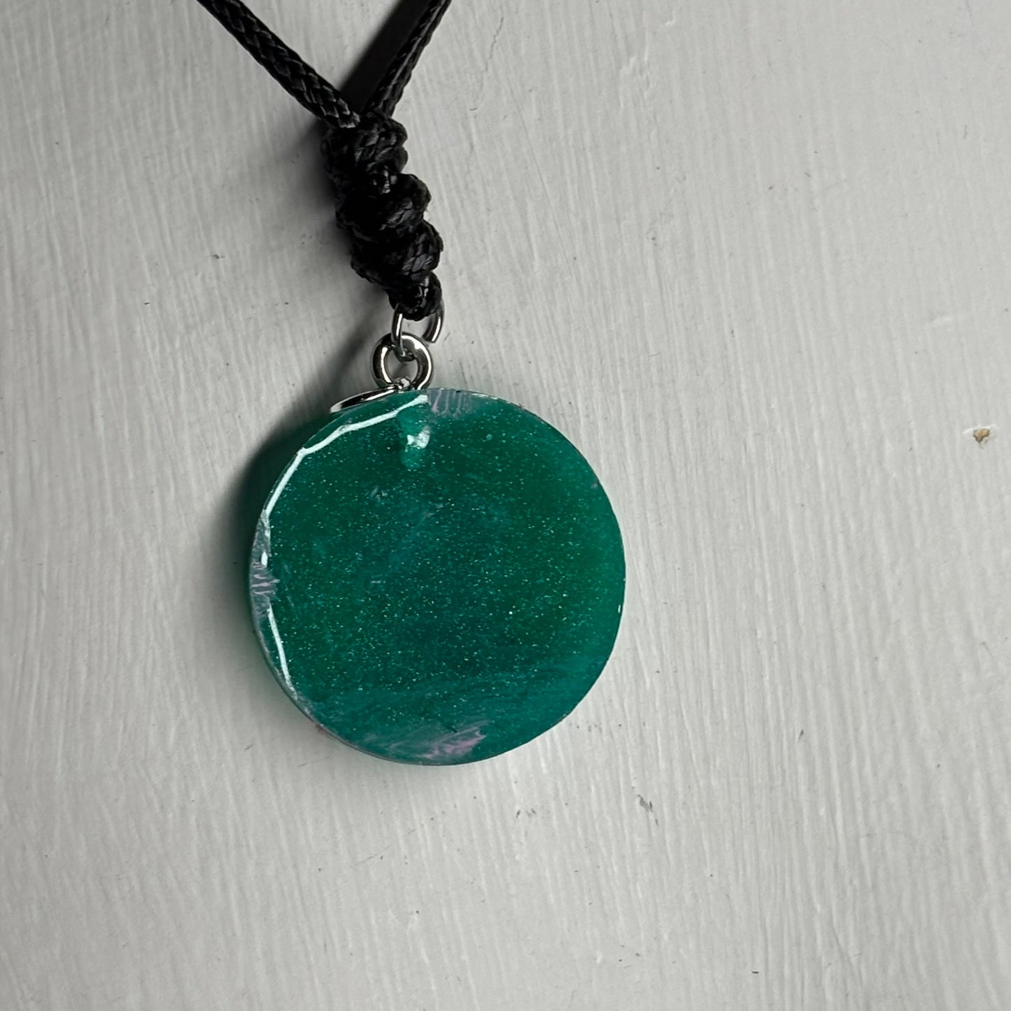 Aqua Pink Bishop - Handmade Resin Chess Necklace