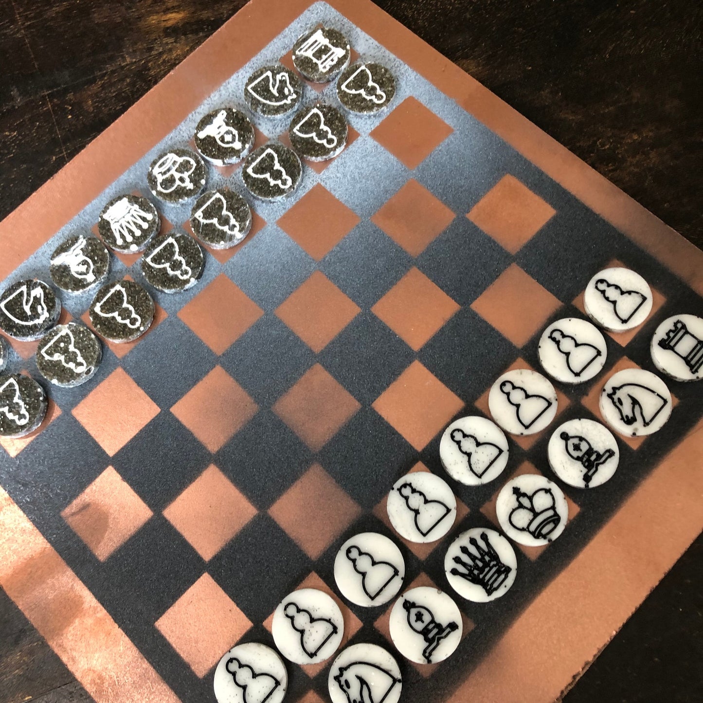 Bronze Black Snow - Painted Chess Set