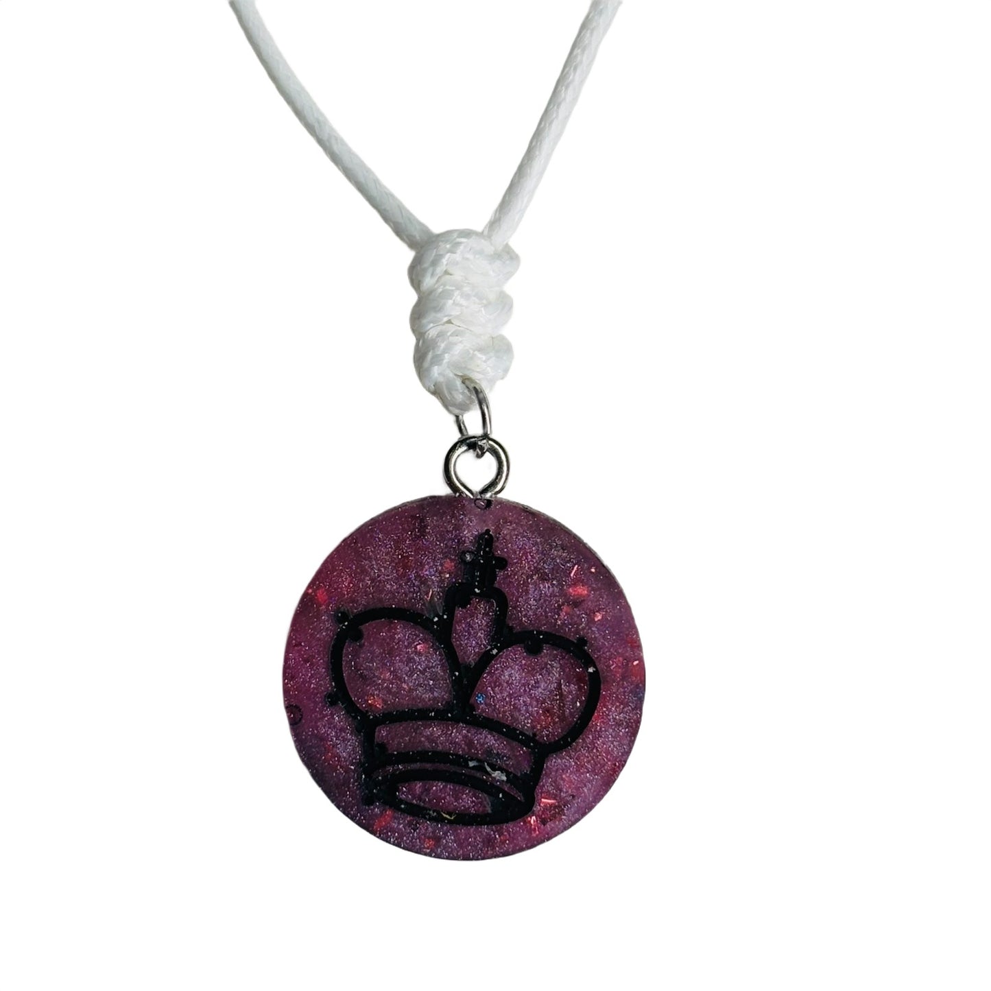Purple King - Handmade Resin Chess Necklace - Flat Edition
