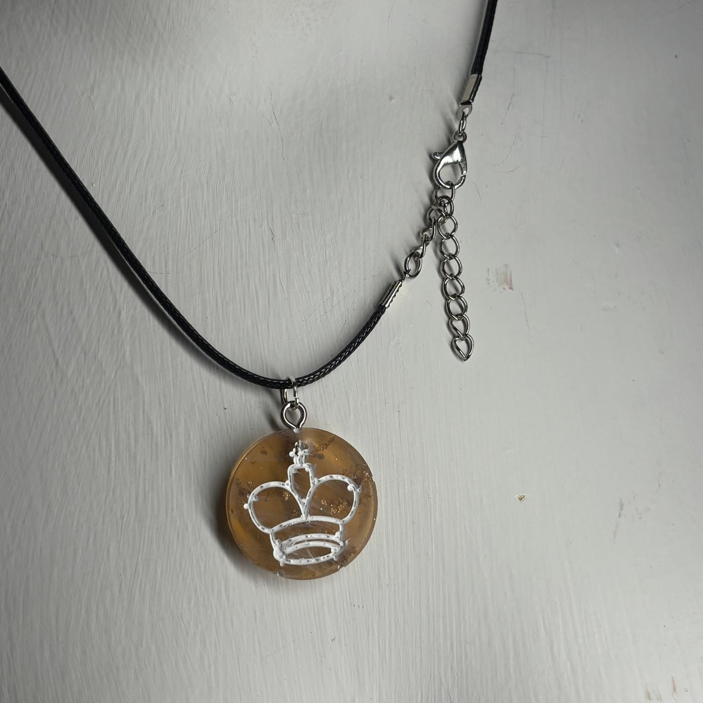 Amber King - Handmade Resin Chess Necklace