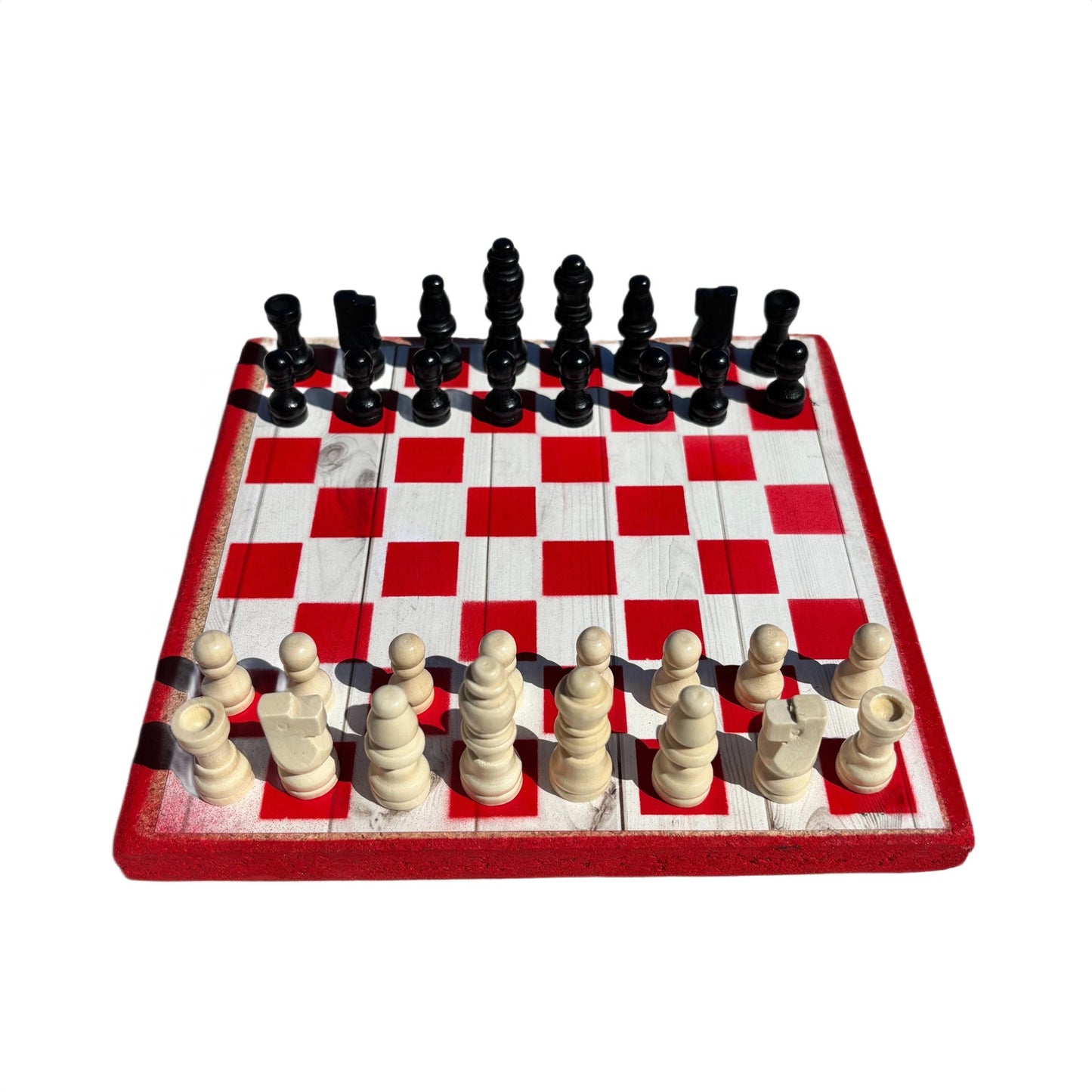 Wood Print Red - Scrapbook Chess Set