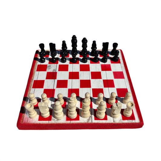 Wood Print Red - Scrapbook Chess Set