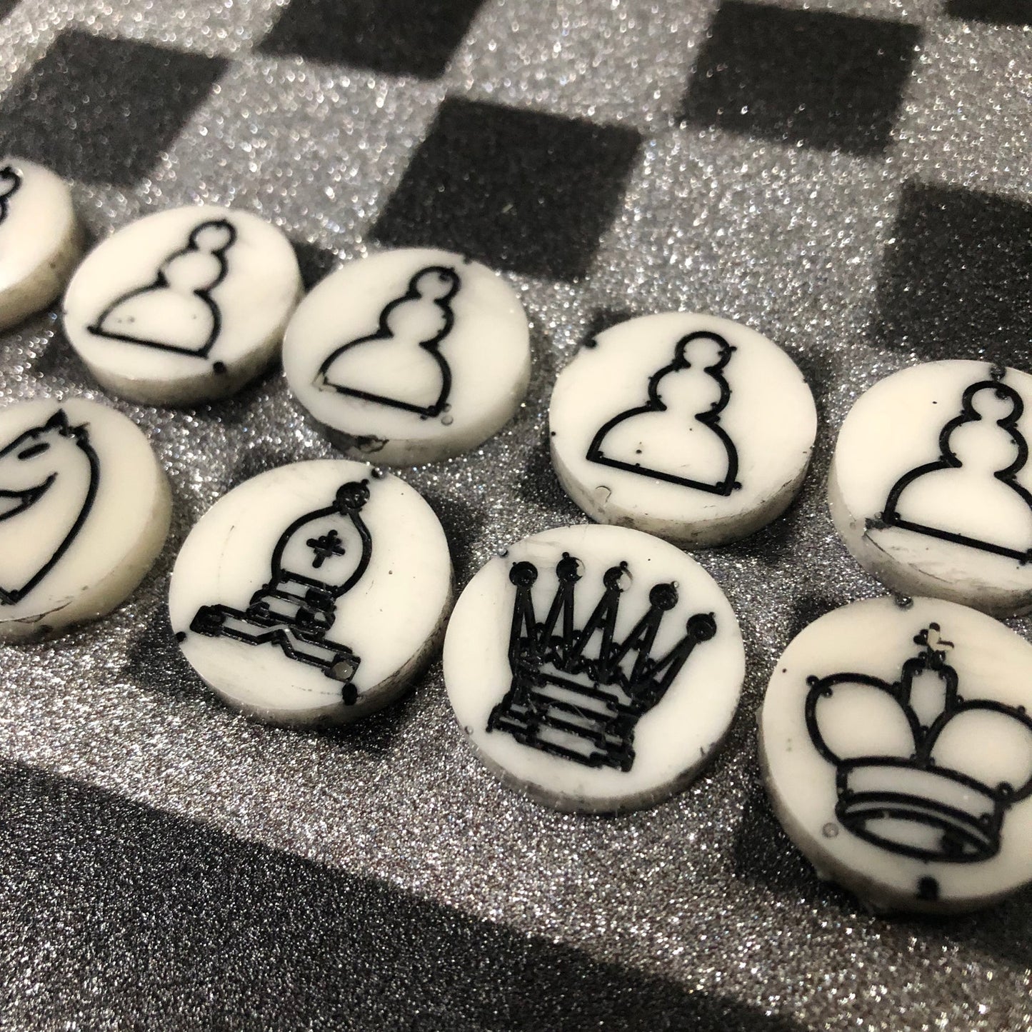 Gray & Black - Painted Chess Set