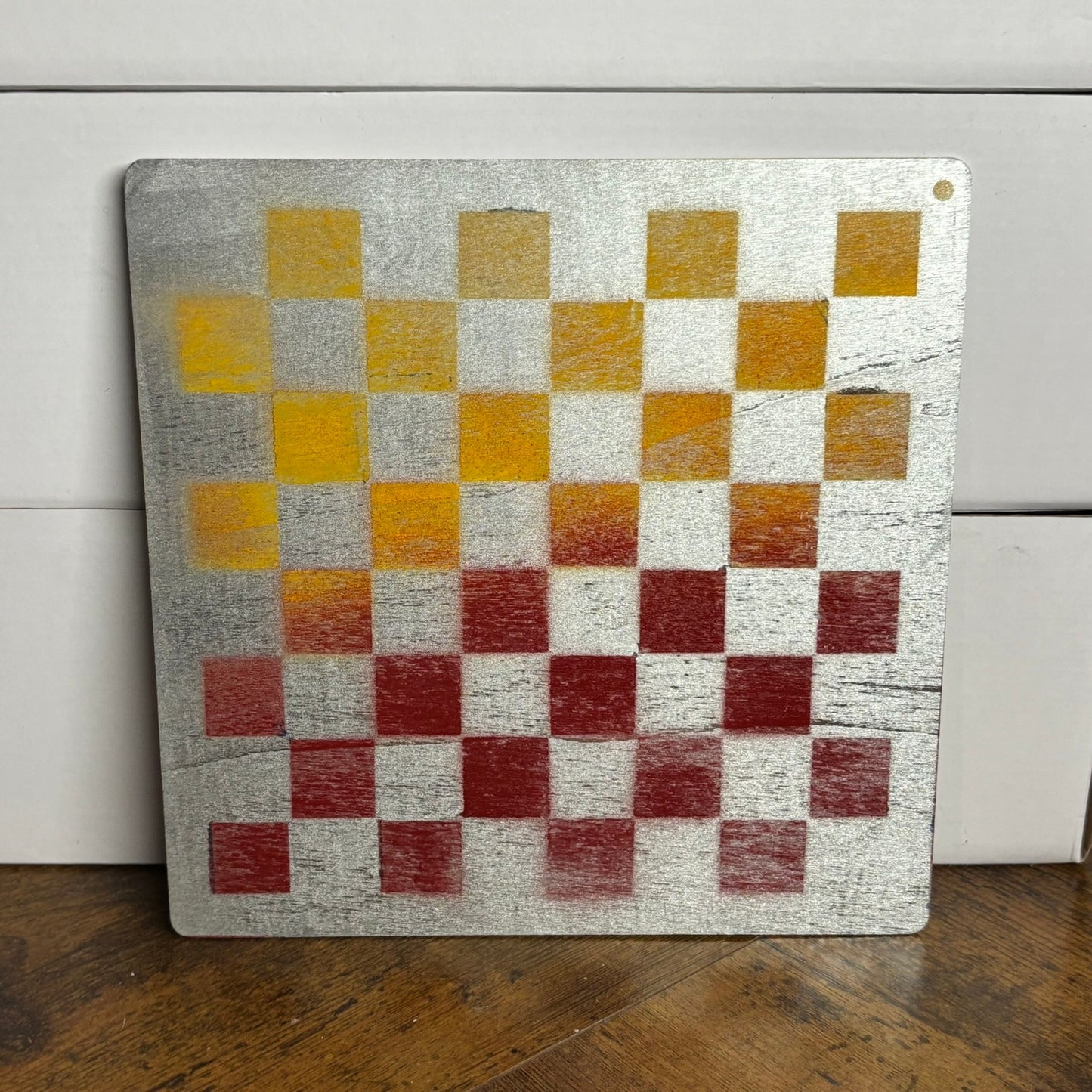 Yellow Red Chrome - Painted Thin Wooden Chess Board
