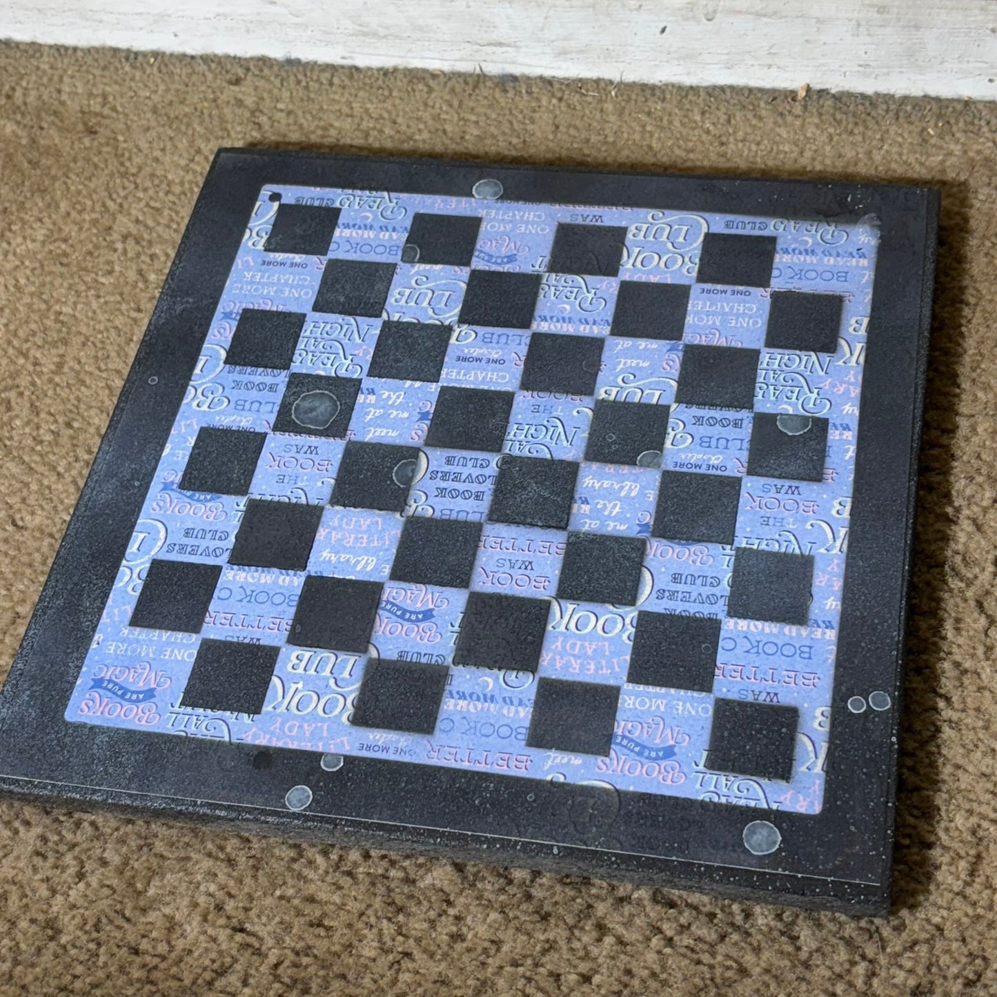 Blue & Black Wording - Scrapbook Chess Board